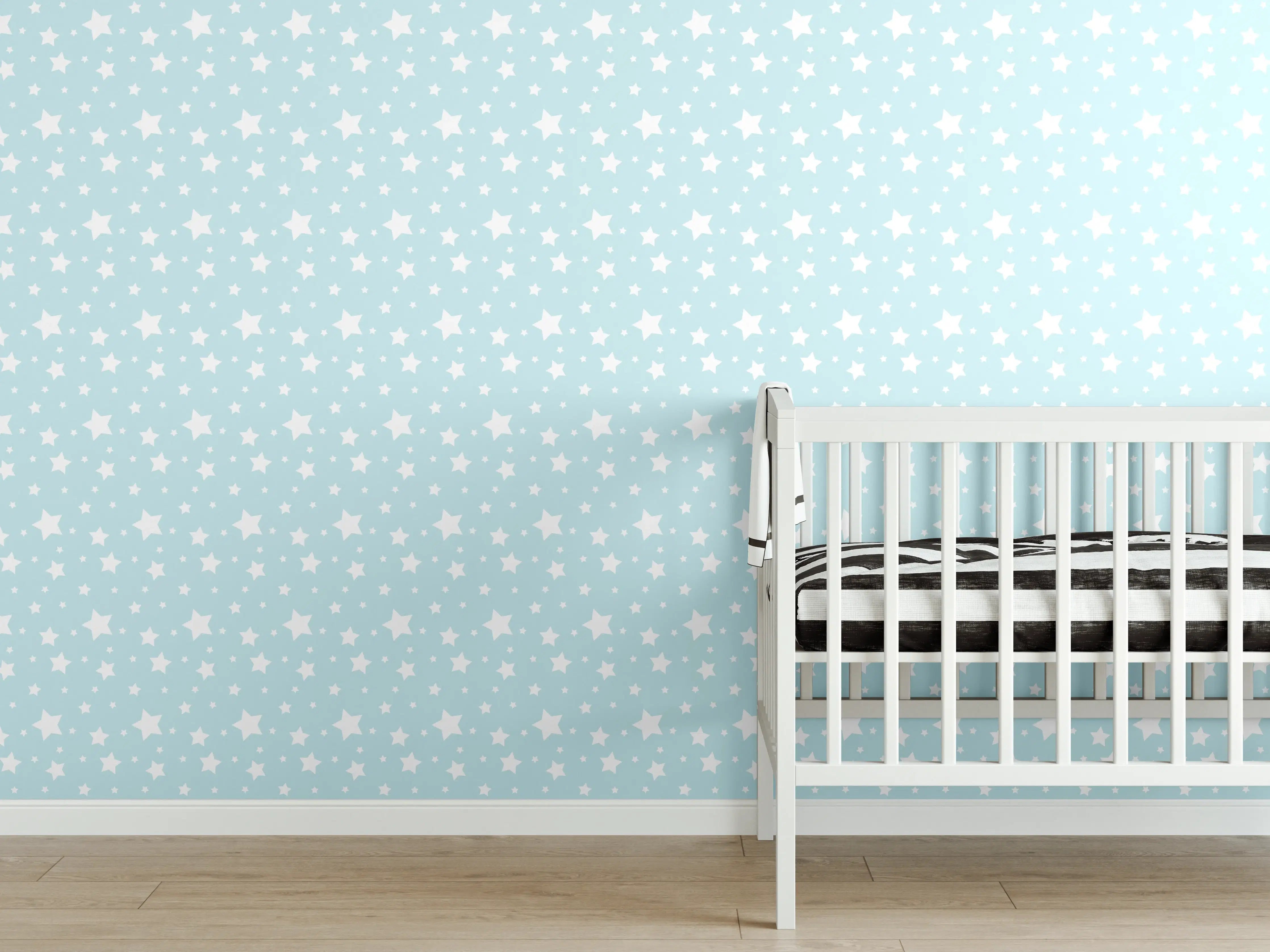 Babyzimmer Wandgestaltung - Himmlischer Sternenhimmel in Pastellfarben
