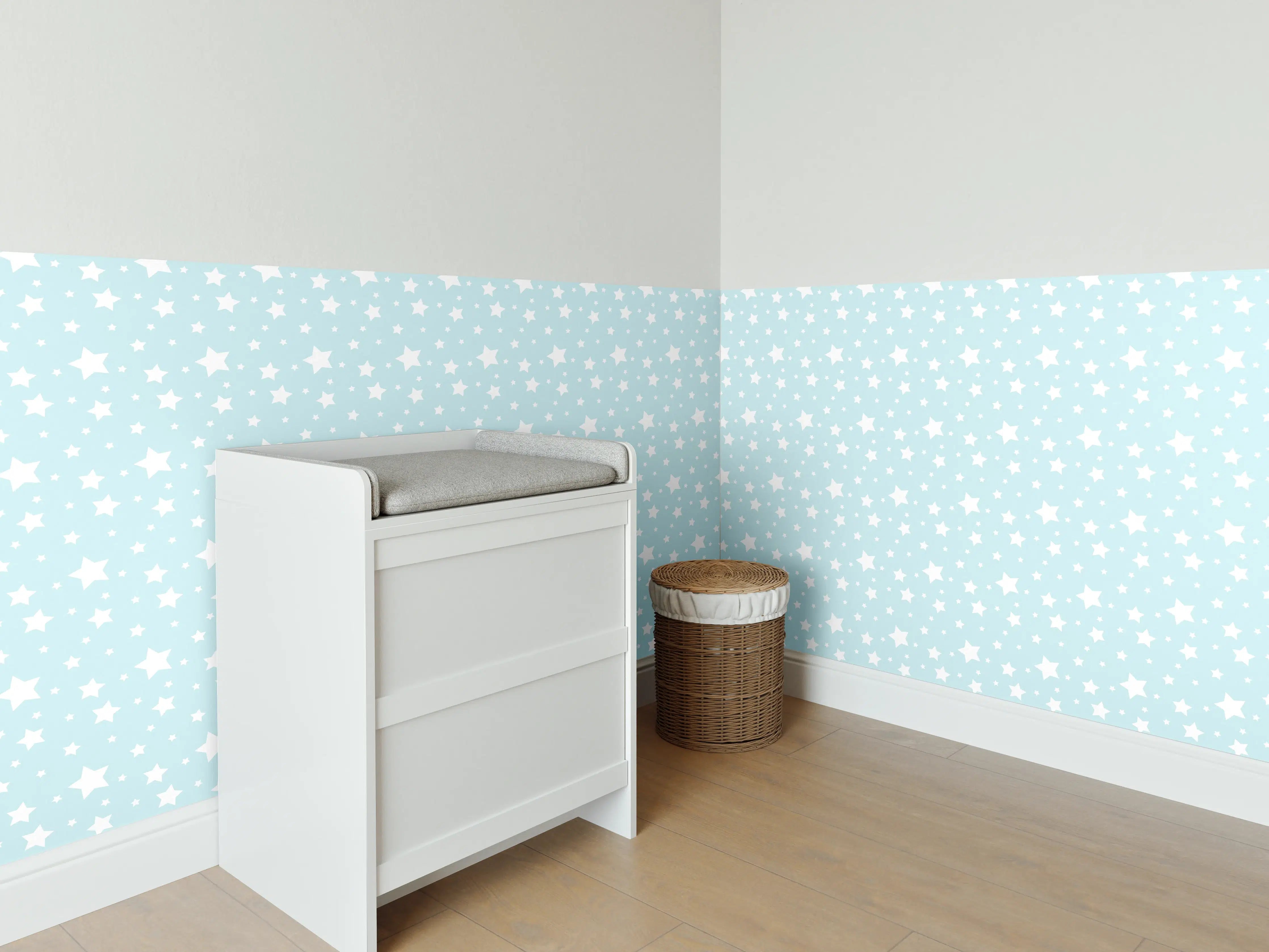 Babyzimmer Wandgestaltung - Himmlischer Sternenhimmel in Pastellfarben