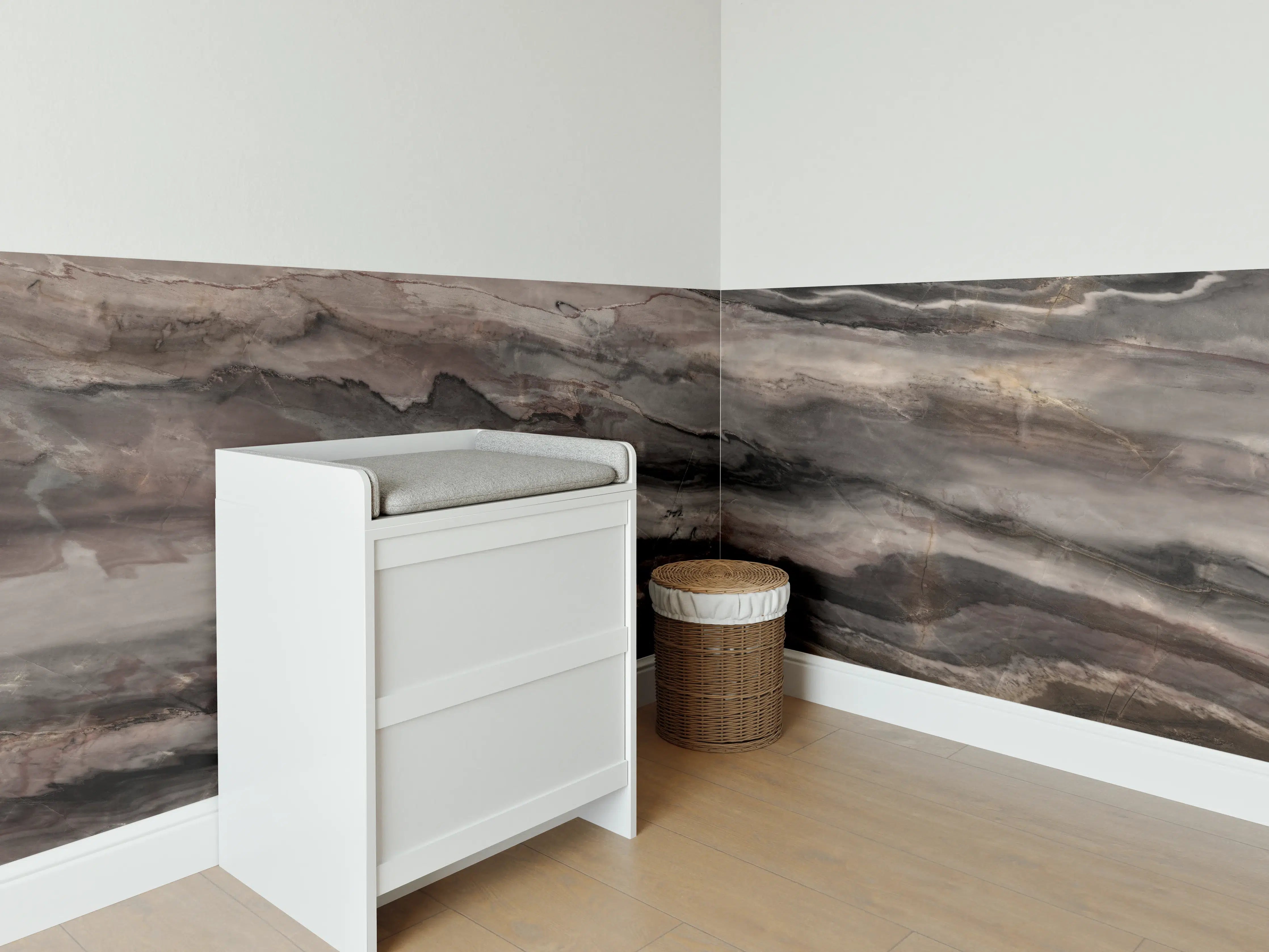Babyzimmer Wandgestaltung - Holz-Marmor Textur