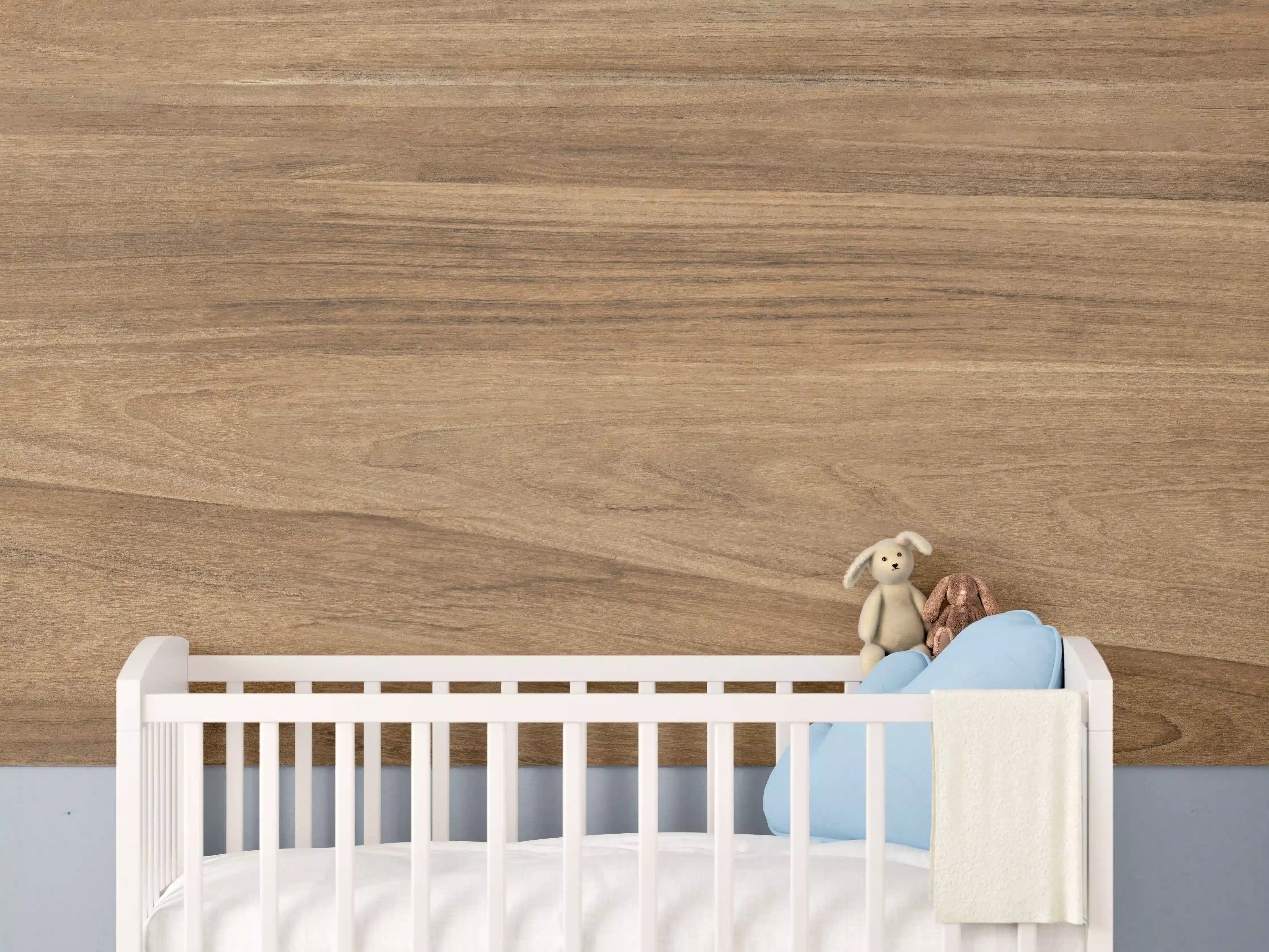 Babyzimmer Wandgestaltung - Holz-Natur Muster