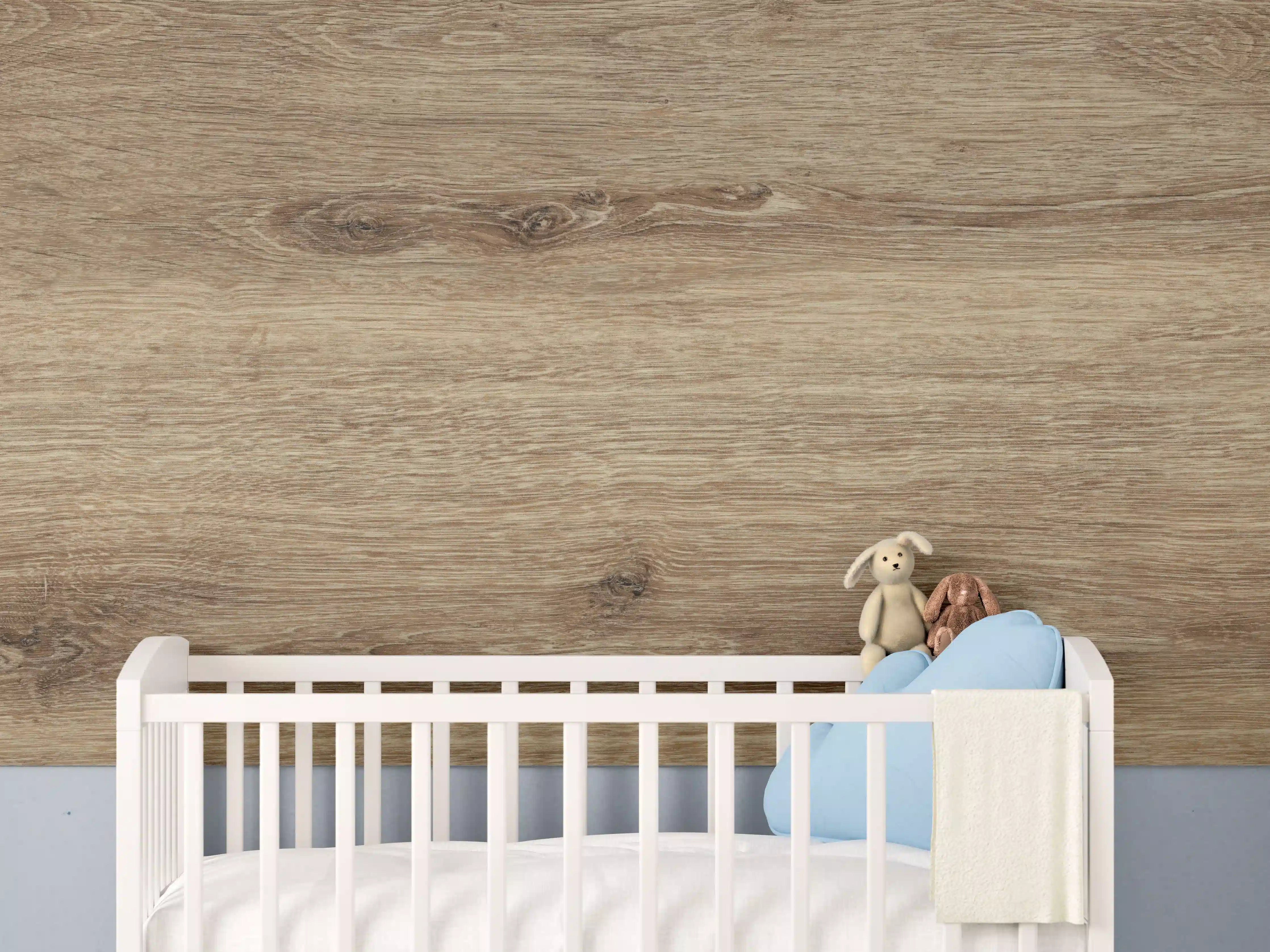 Babyzimmer Wandgestaltung - Holz-Optik Naturfarbe
