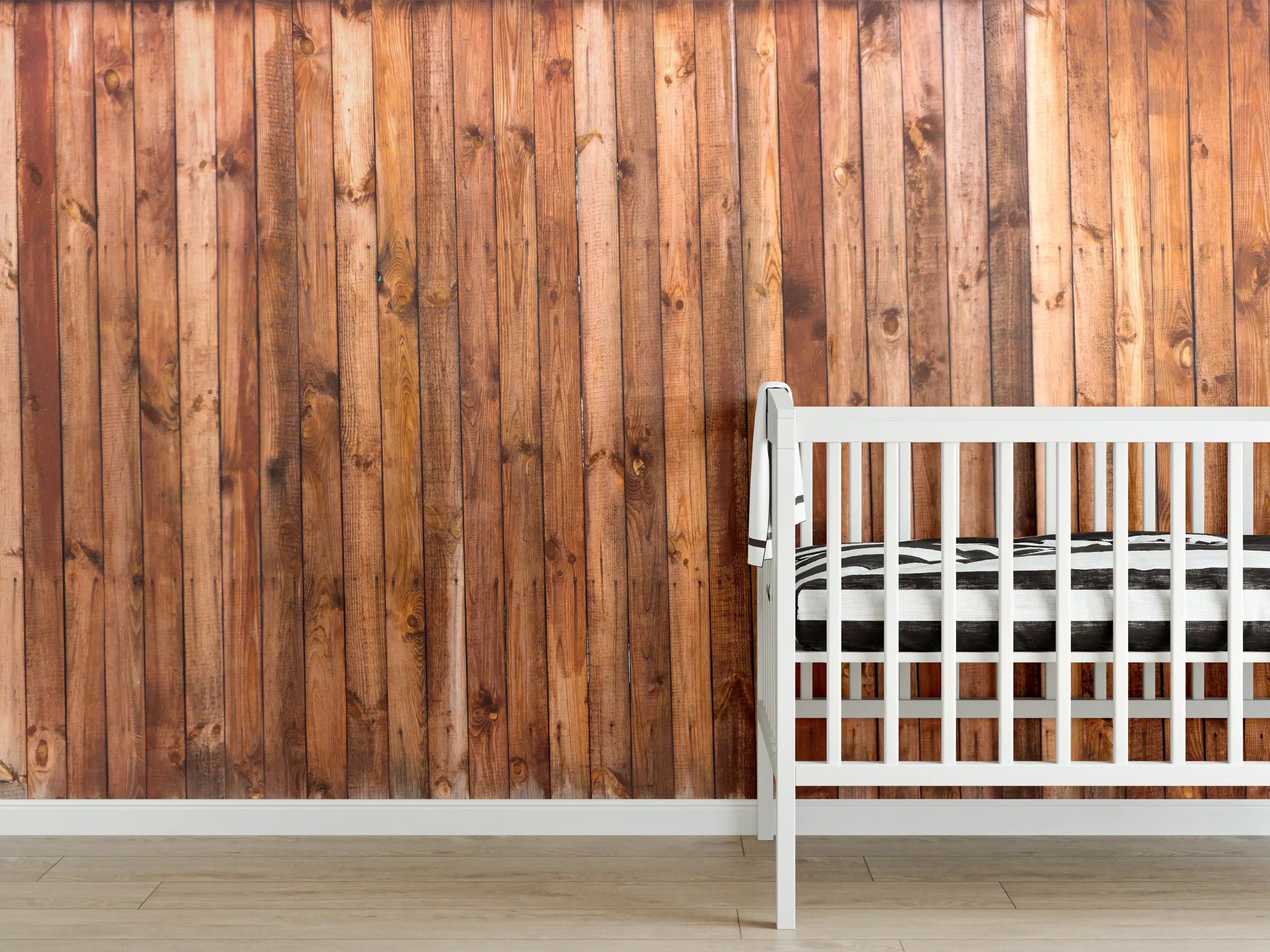 Babyzimmer Wandgestaltung - Holzstruktur Planken Panorama