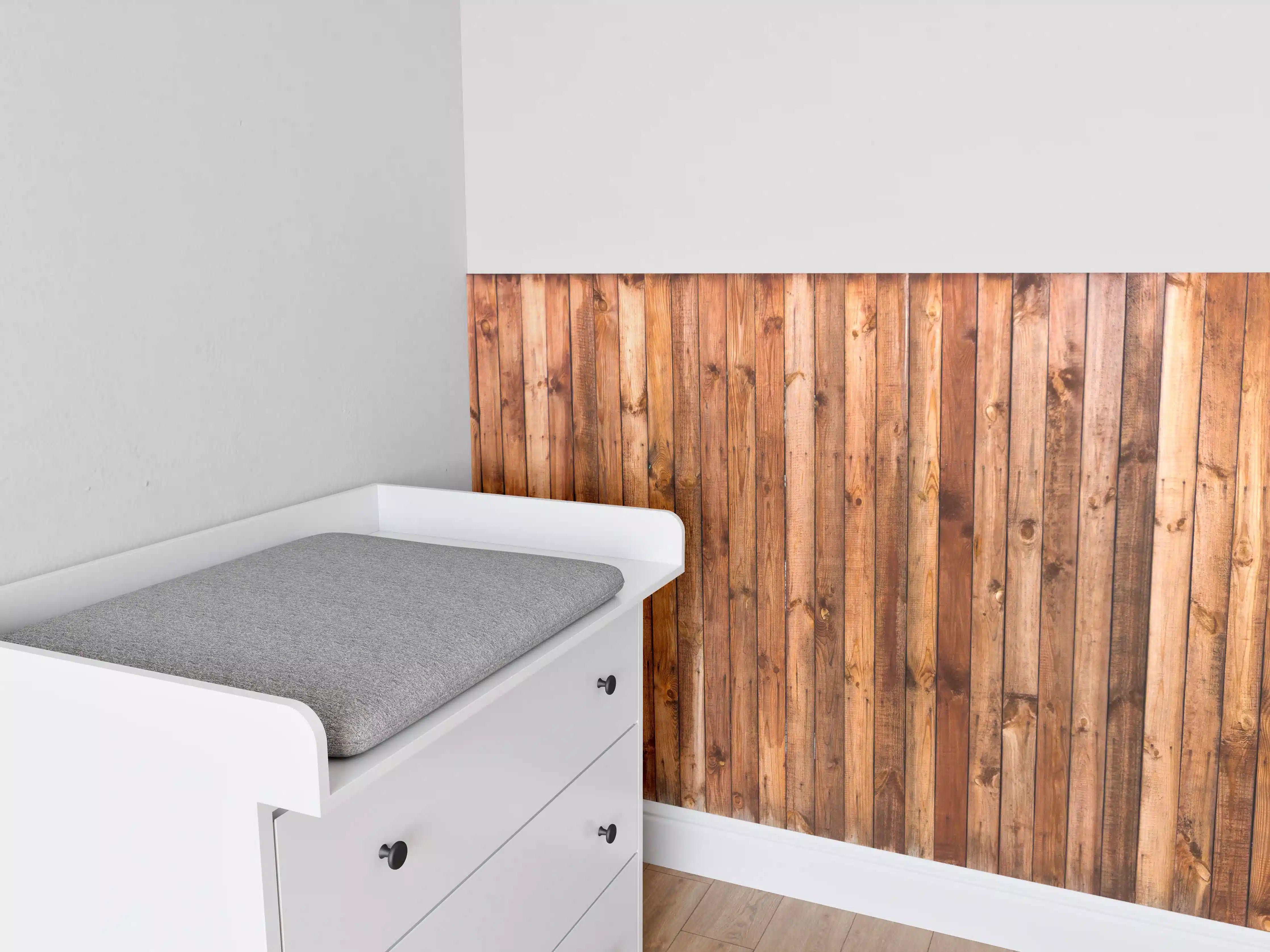 Babyzimmer Wandgestaltung - Holzstruktur Planken Panorama