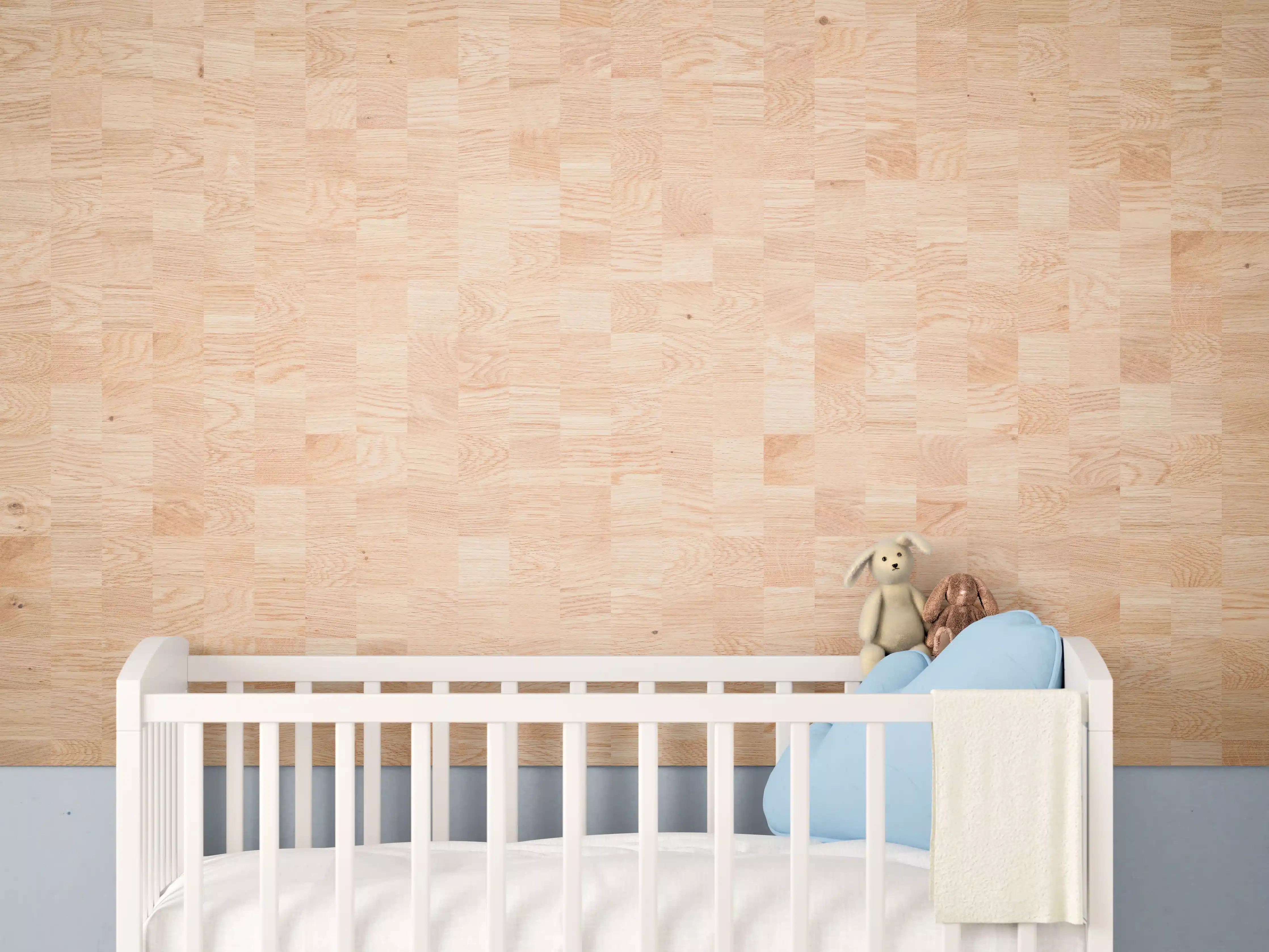 Babyzimmer Wandgestaltung - Holztextur aus Eschenholz