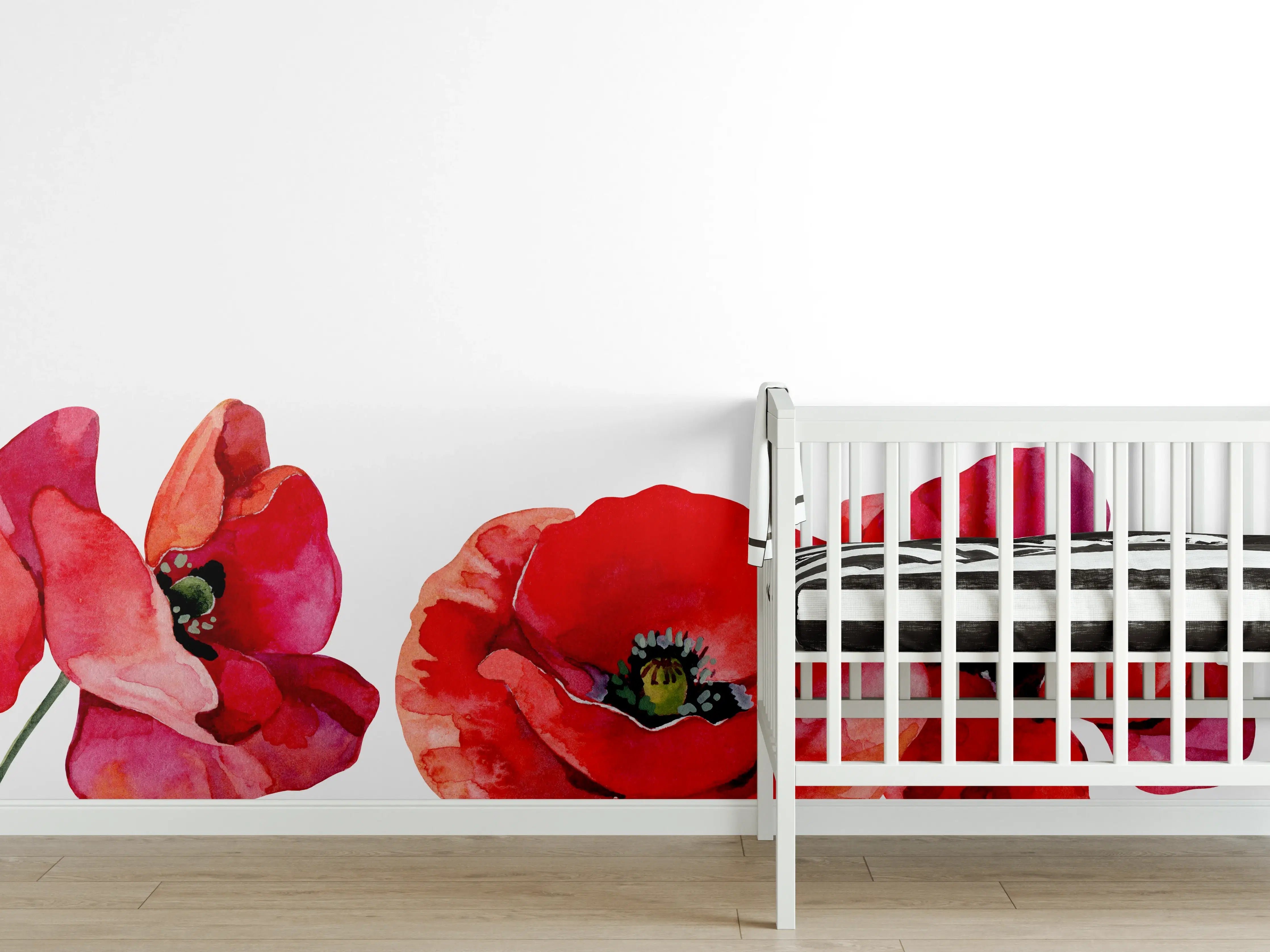Babyzimmer Wandgestaltung - Horizontale scharlachroten Mohnblumen