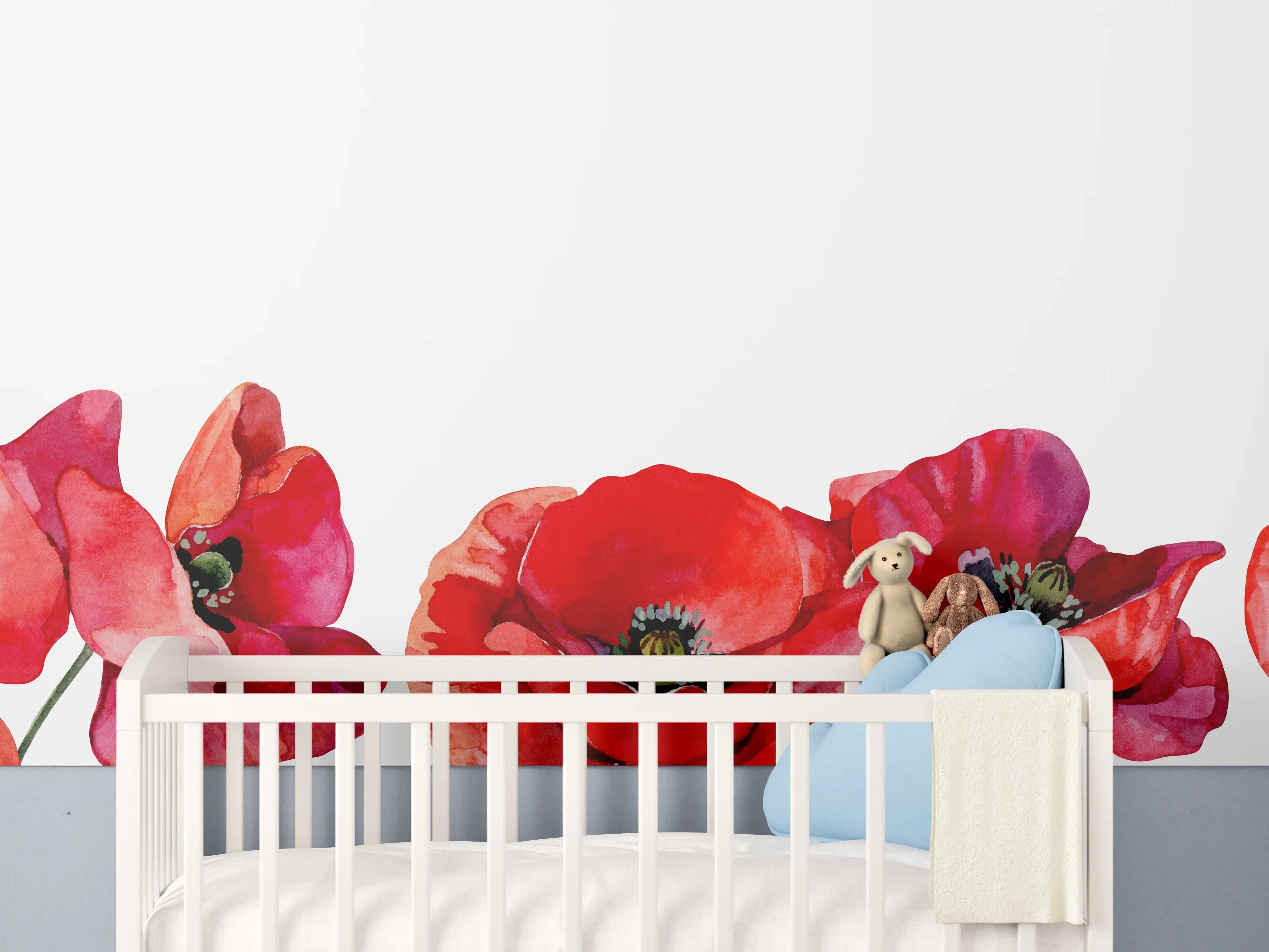 Babyzimmer Wandgestaltung - Horizontale scharlachroten Mohnblumen