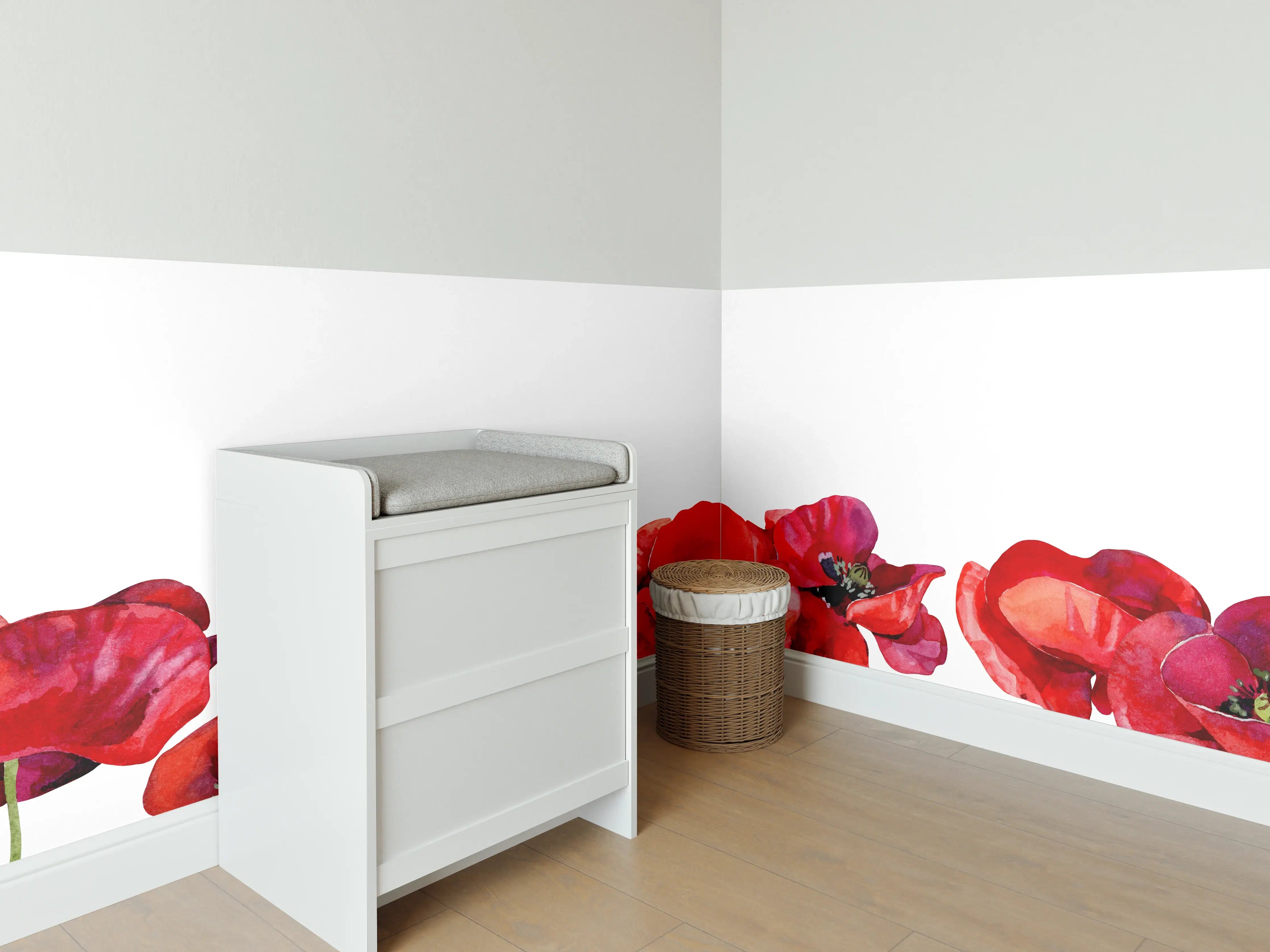 Babyzimmer Wandgestaltung - Horizontale scharlachroten Mohnblumen