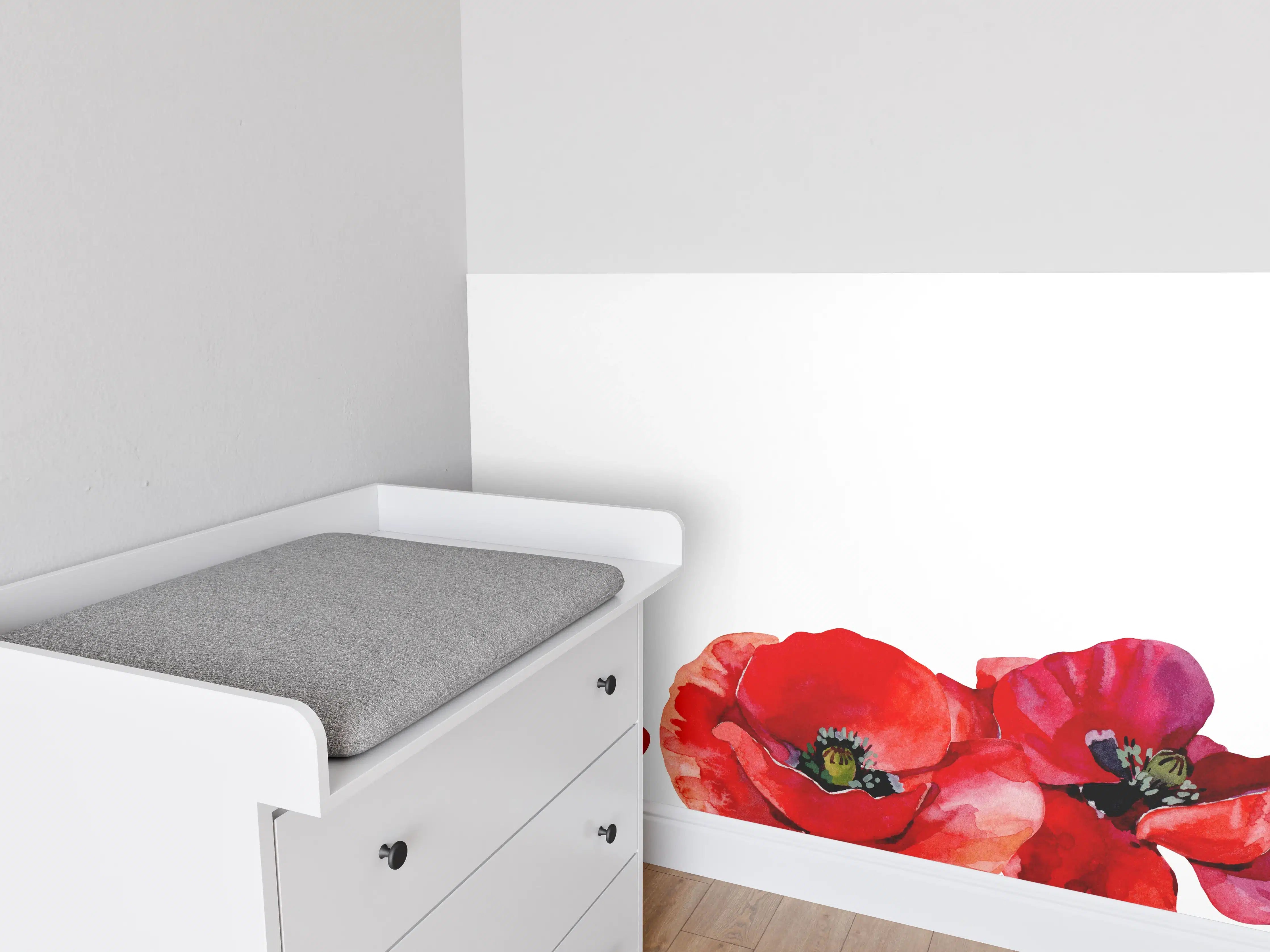 Babyzimmer Wandgestaltung - Horizontale scharlachroten Mohnblumen