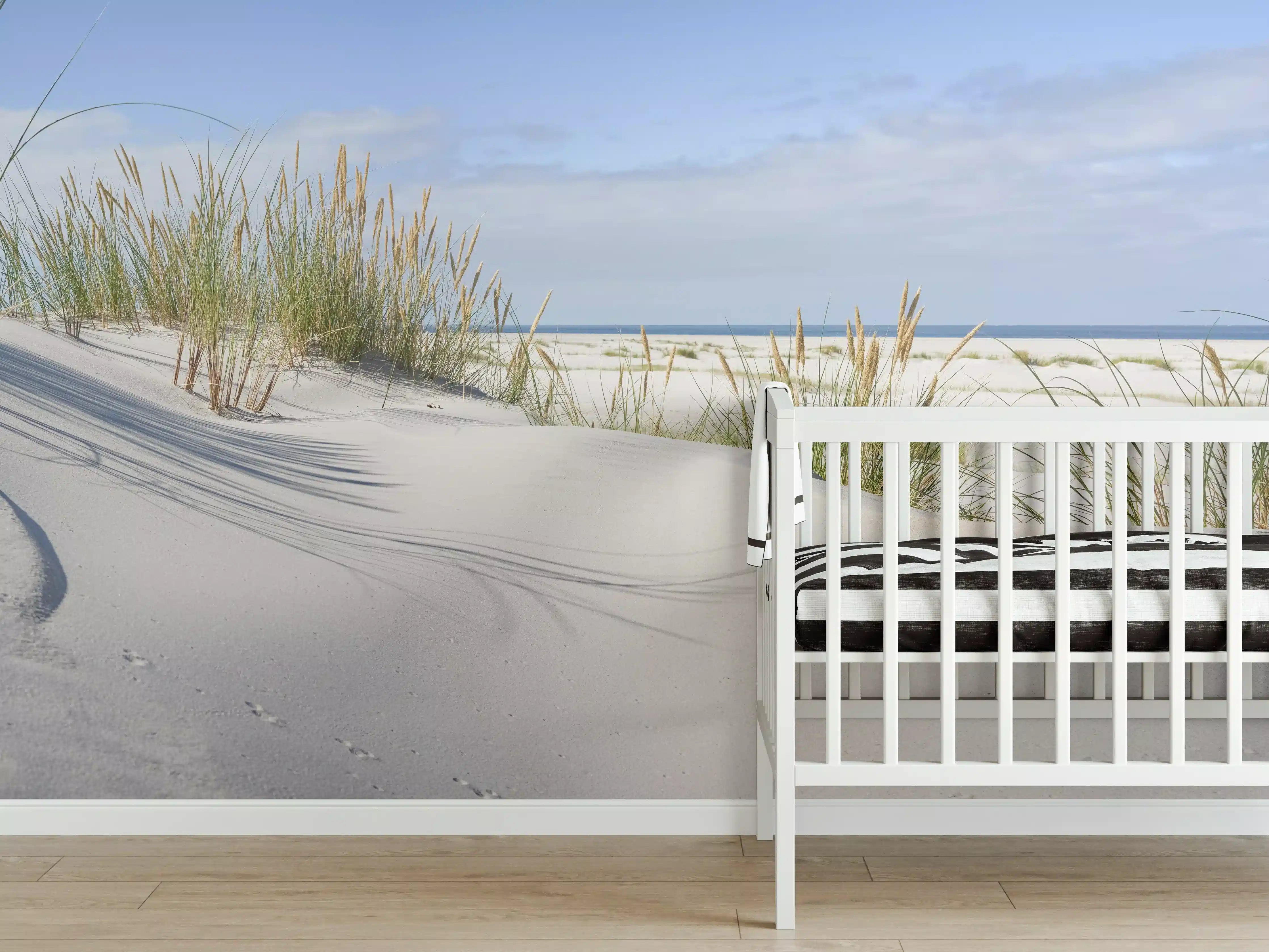 Babyzimmer Wandgestaltung - Idyllische Dünenlandschaft mit Meerblick