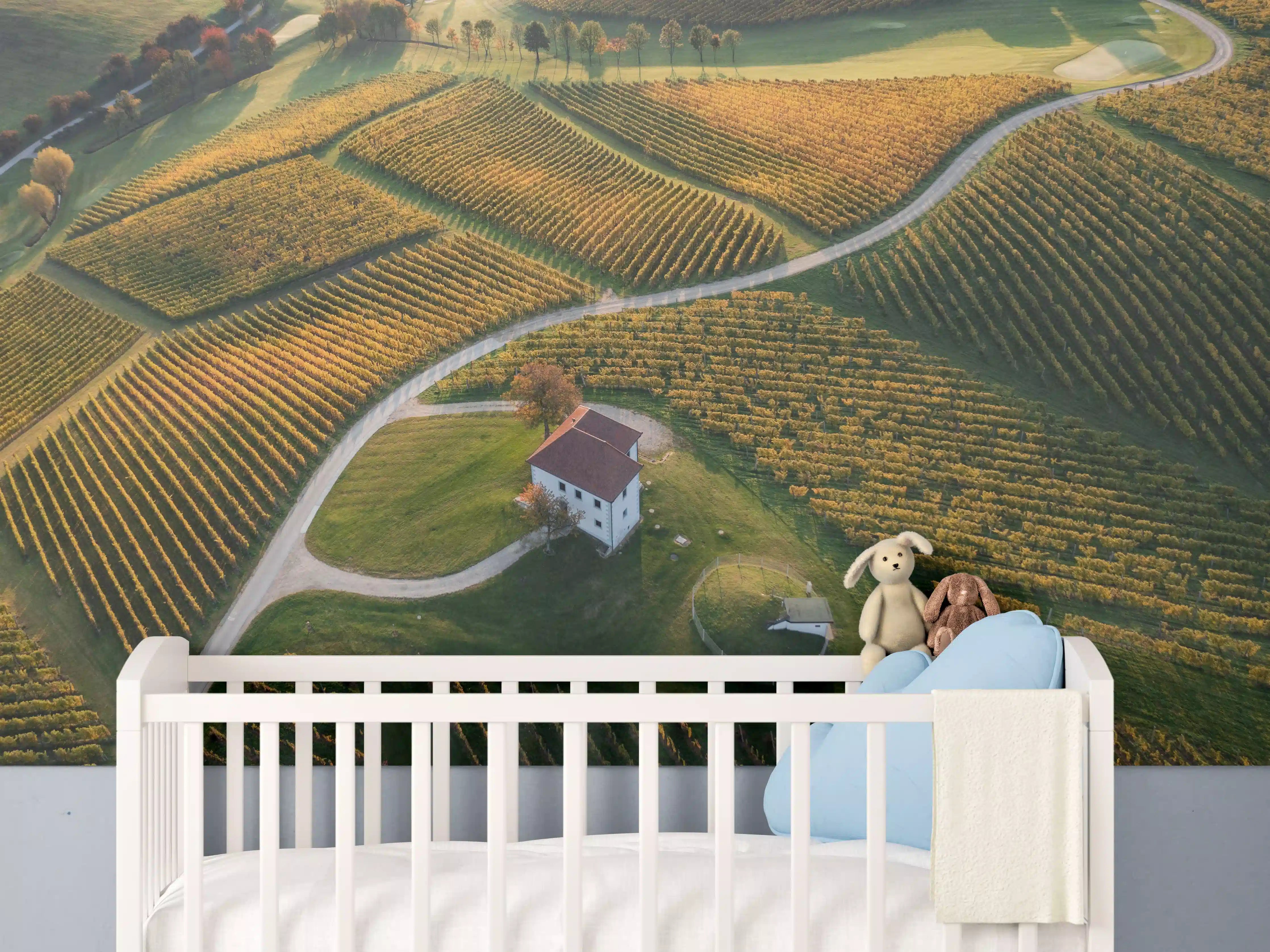 Babyzimmer Wandgestaltung - Idyllische Grün-Landschaft