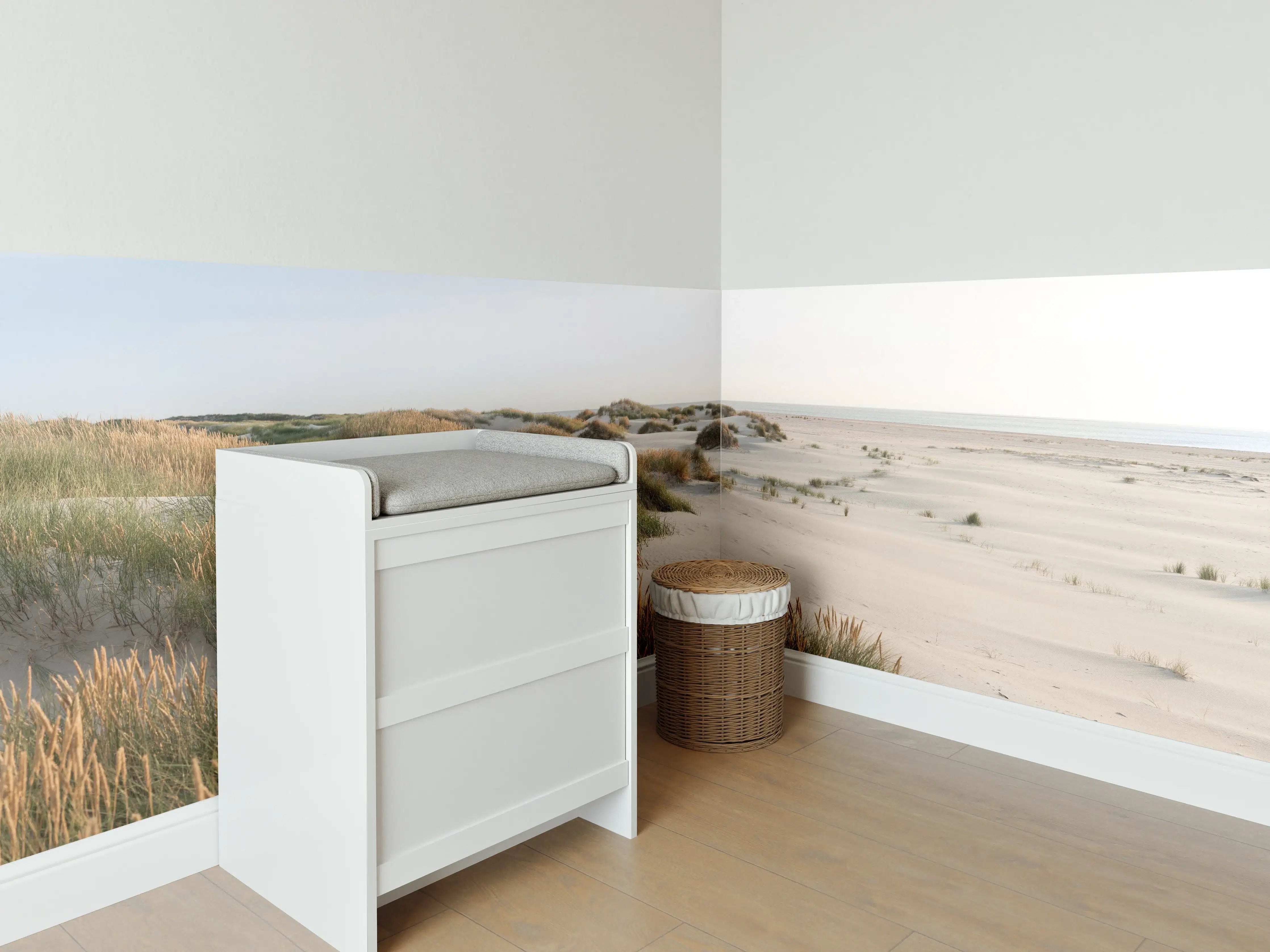 Babyzimmer Wandgestaltung - Idyllische Küstenlandschaft mit Strandsand