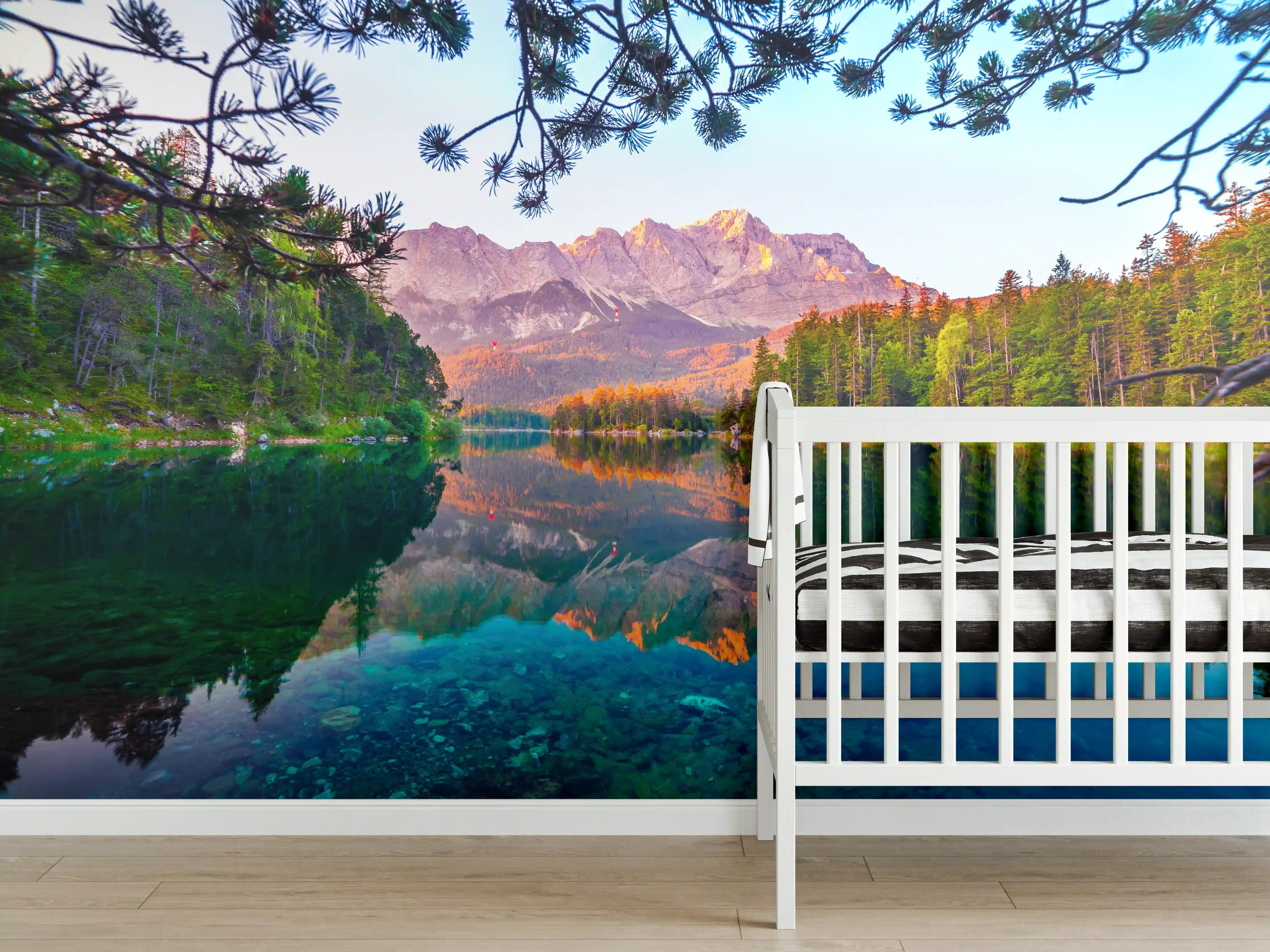 Babyzimmer Wandgestaltung - Idyllischer Sommermorgen am Eibsee