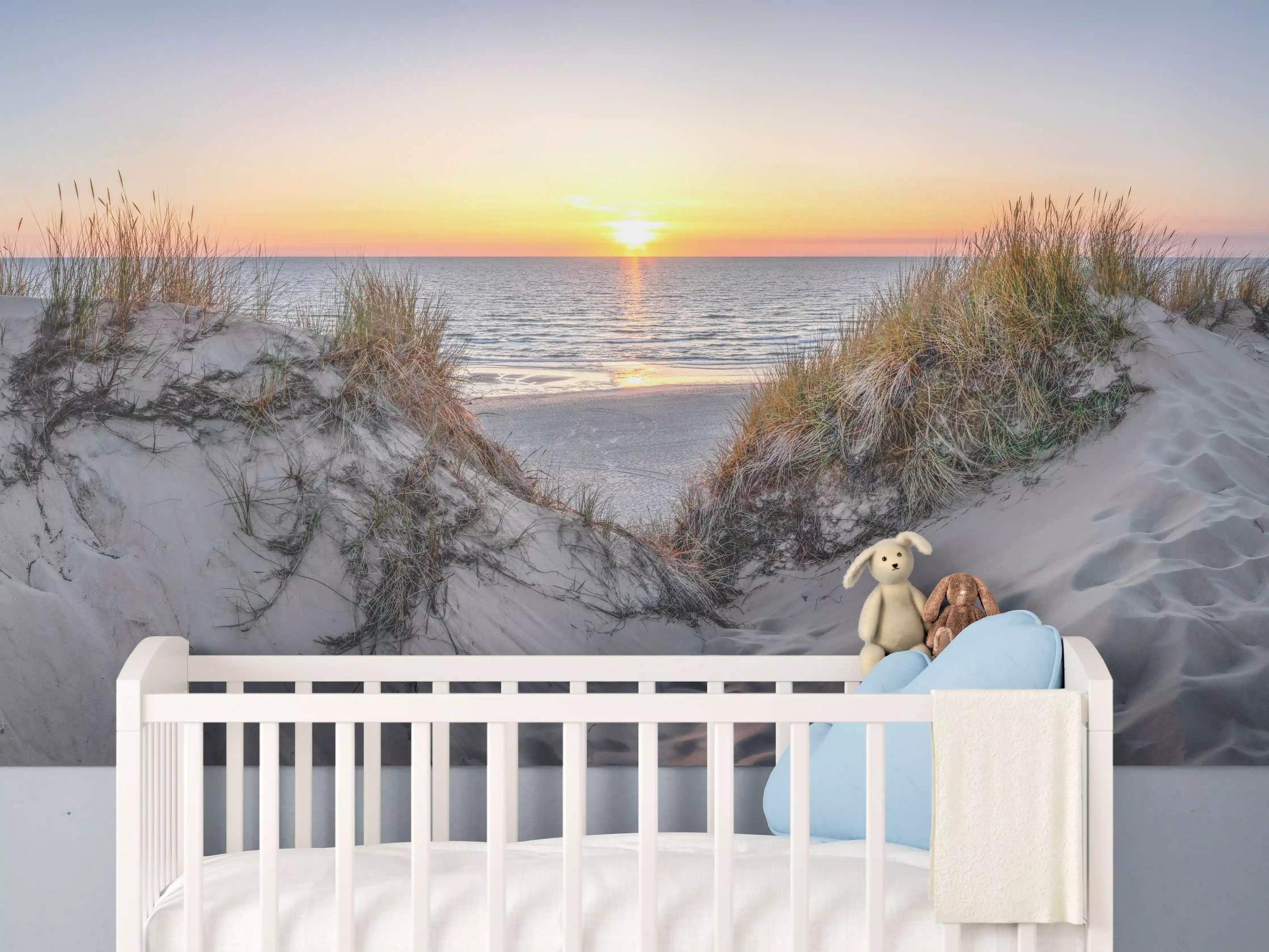 Babyzimmer Wandgestaltung - Idyllischer Sonnenuntergang am Strand