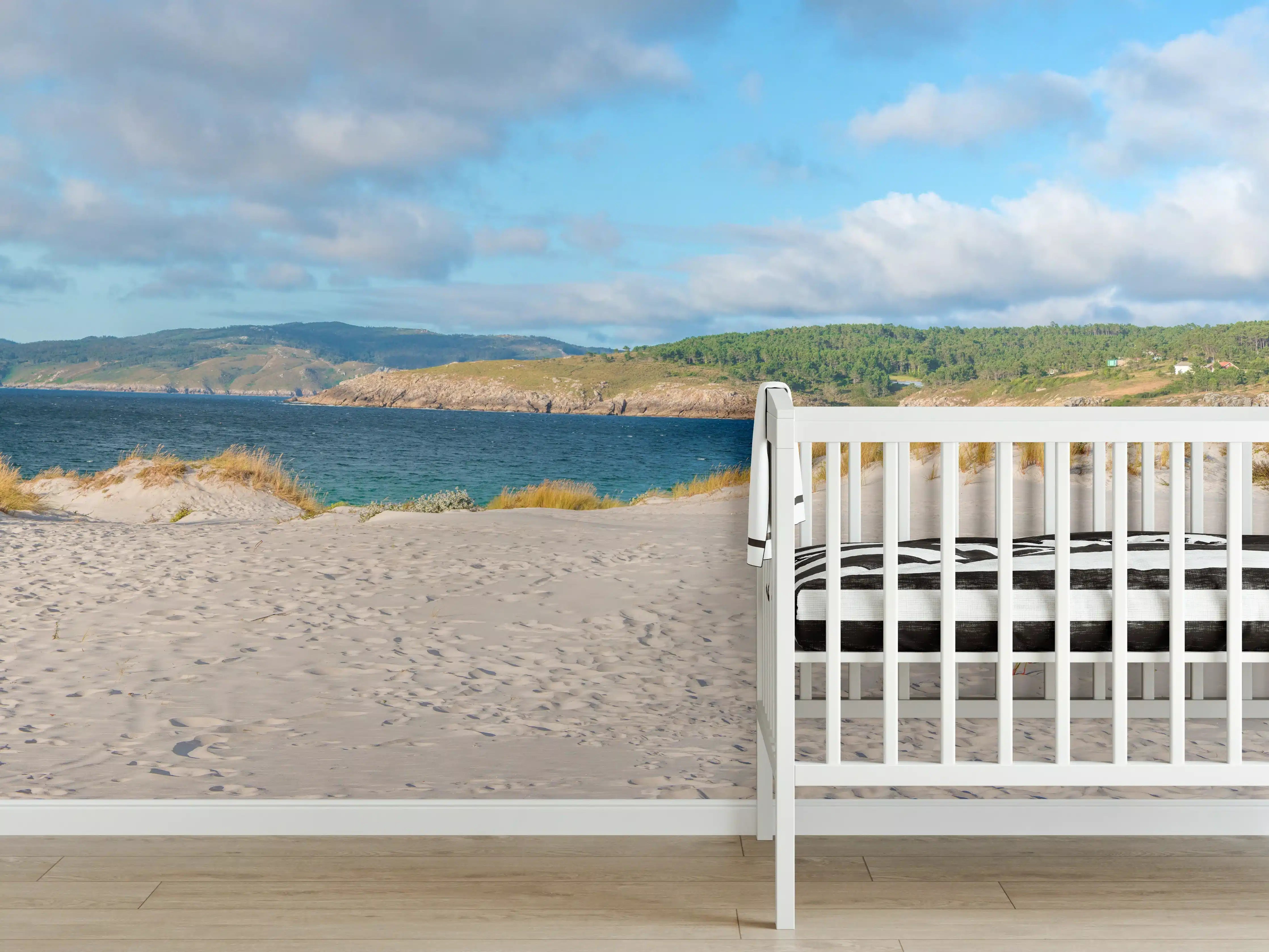 Babyzimmer Wandgestaltung - Idyllischer Strand mit sanften Sanddünen