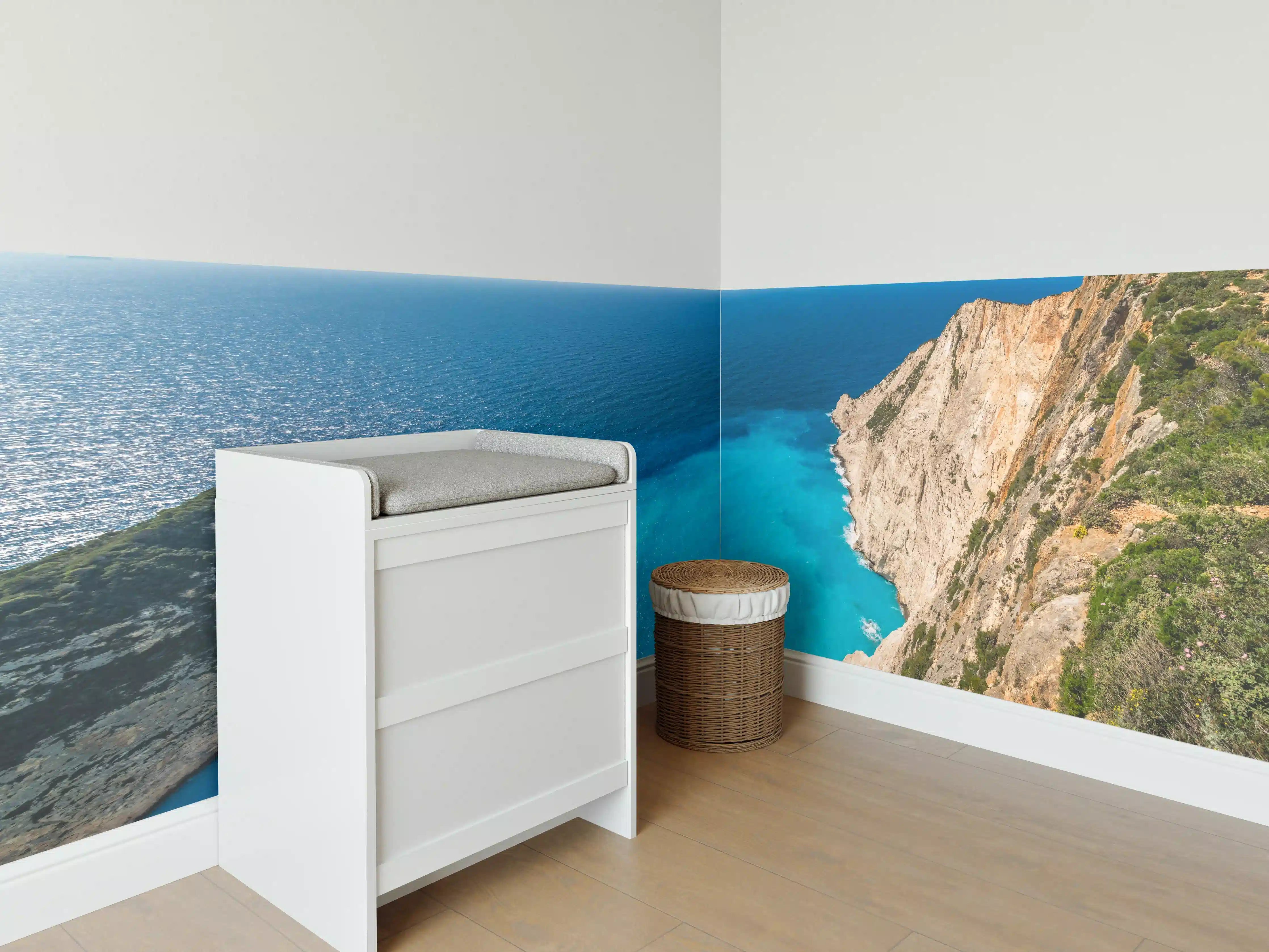 Babyzimmer Wandgestaltung - Idyllisches Türkisblaues Küstenpanorama
