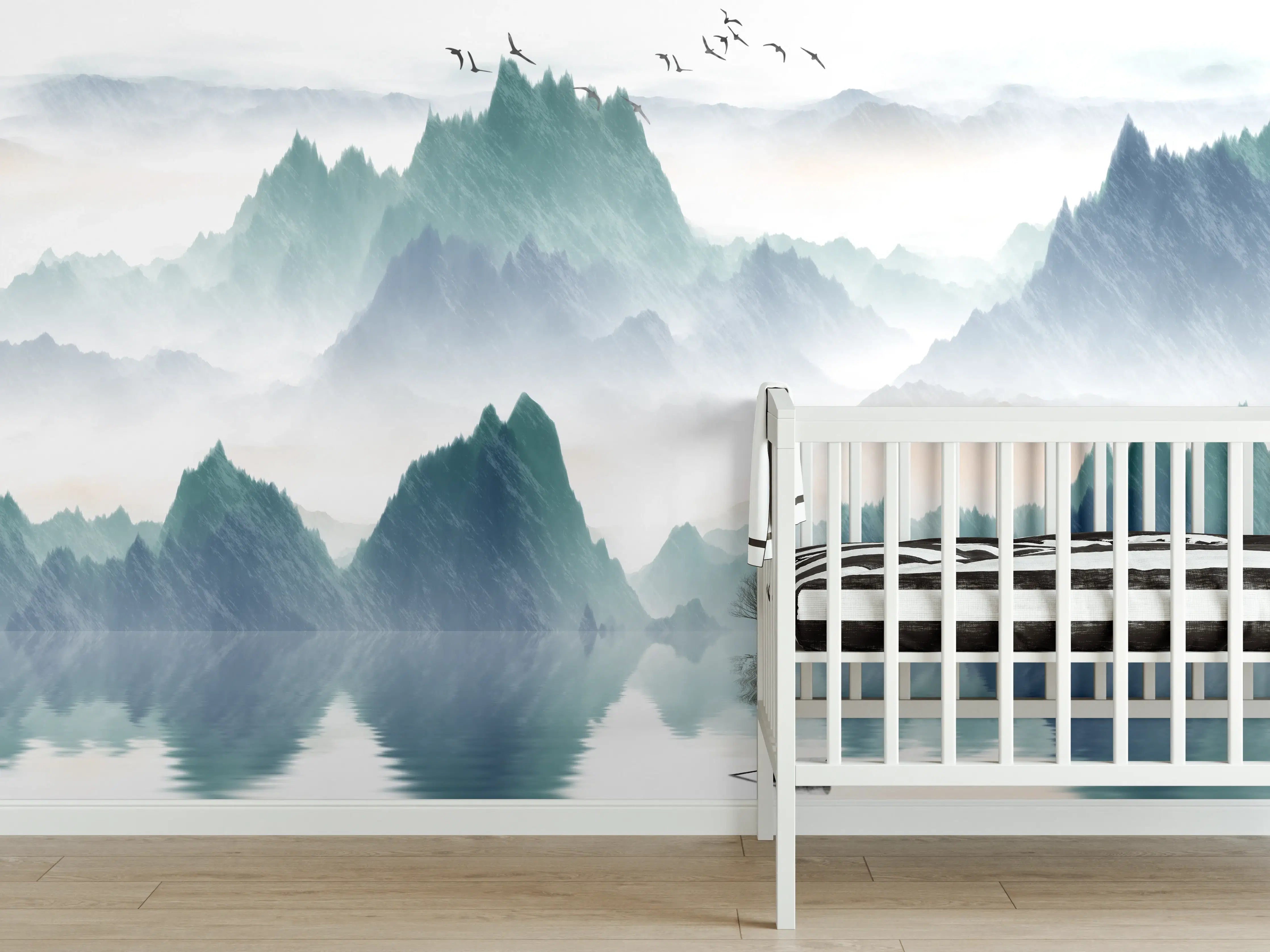 Babyzimmer Wandgestaltung - In den Bergen - Moderne Kunst