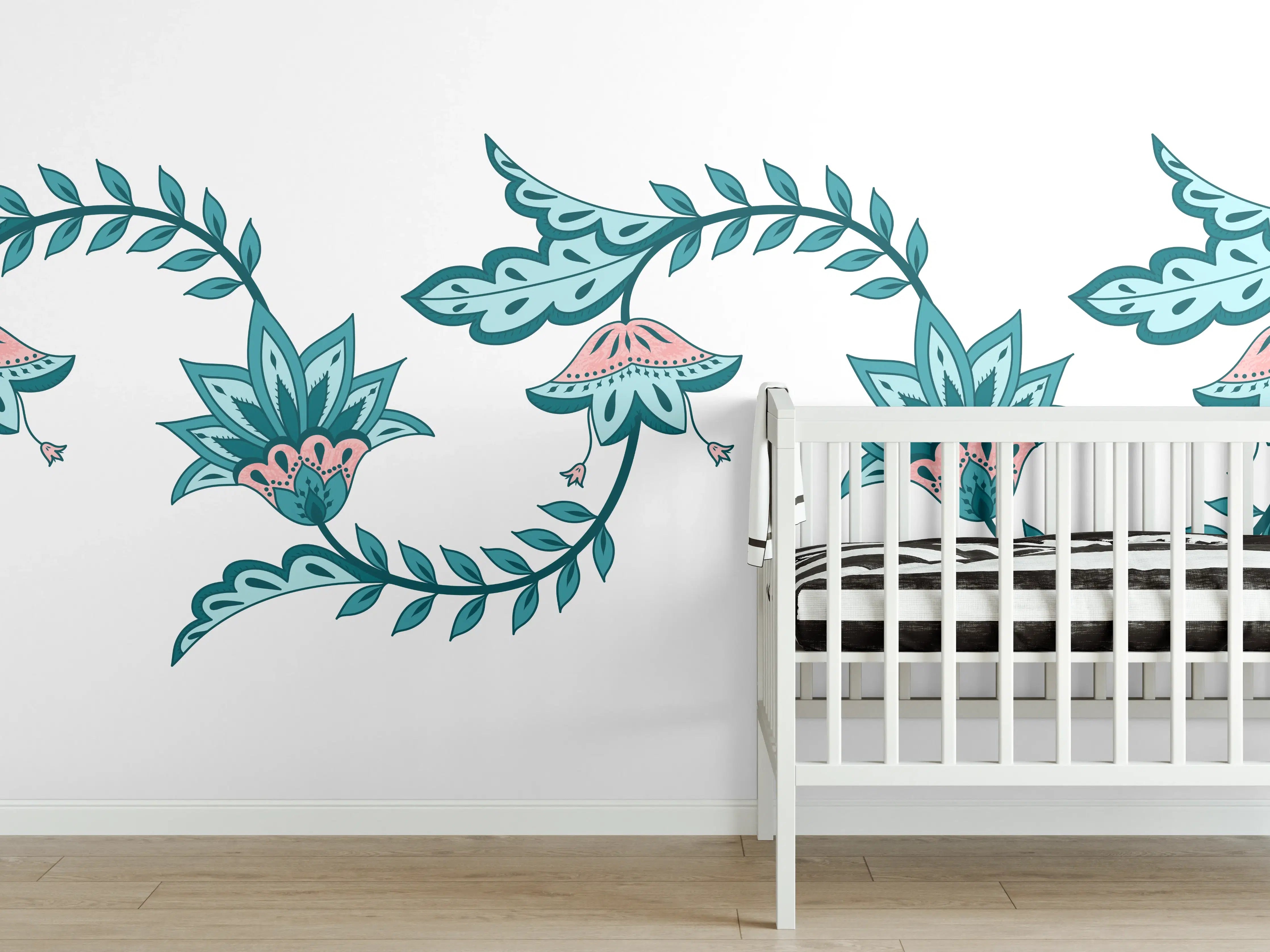 Babyzimmer Wandgestaltung - Indisches Paisley Batik Muster