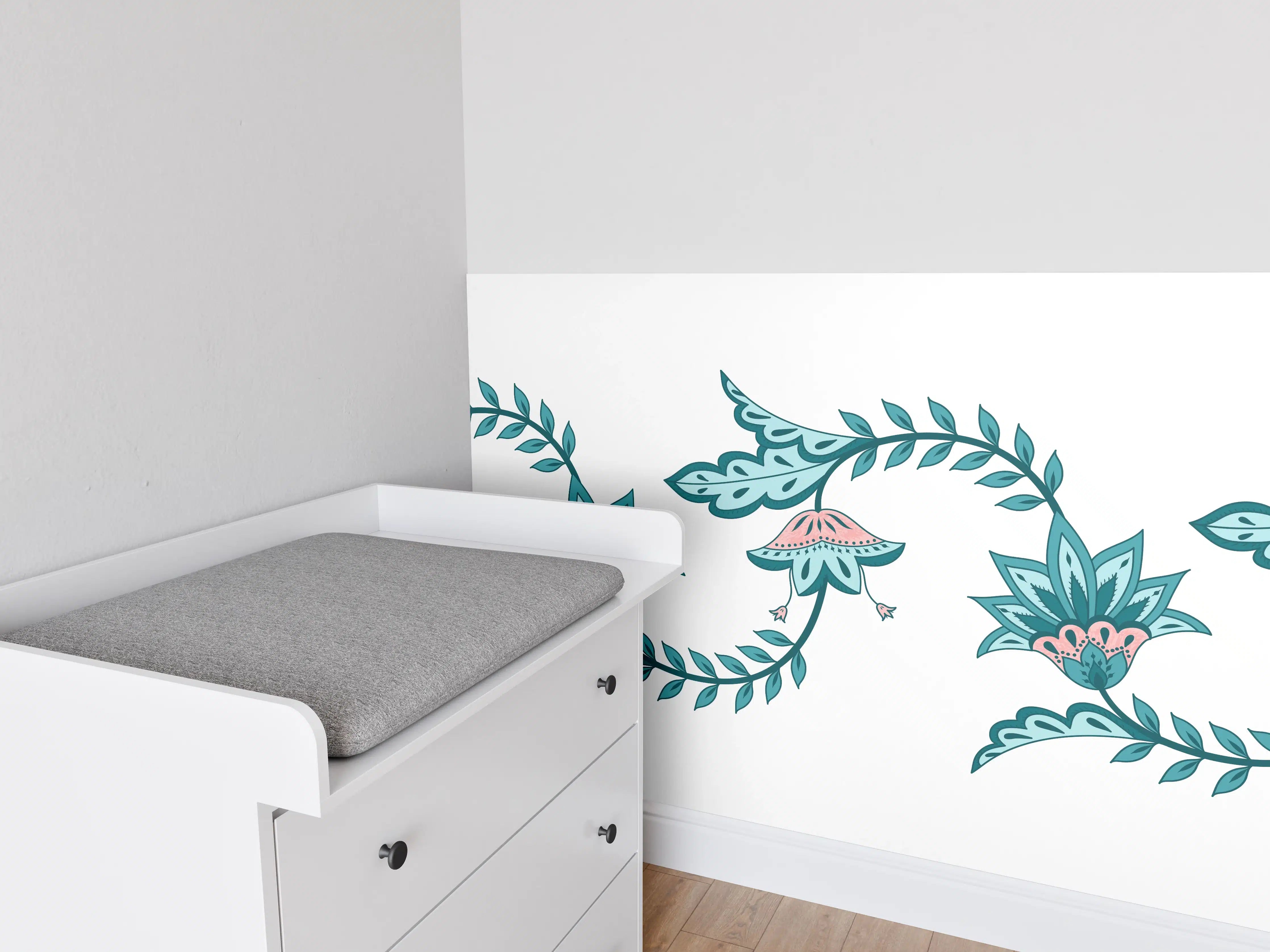 Babyzimmer Wandgestaltung - Indisches Paisley Batik Muster