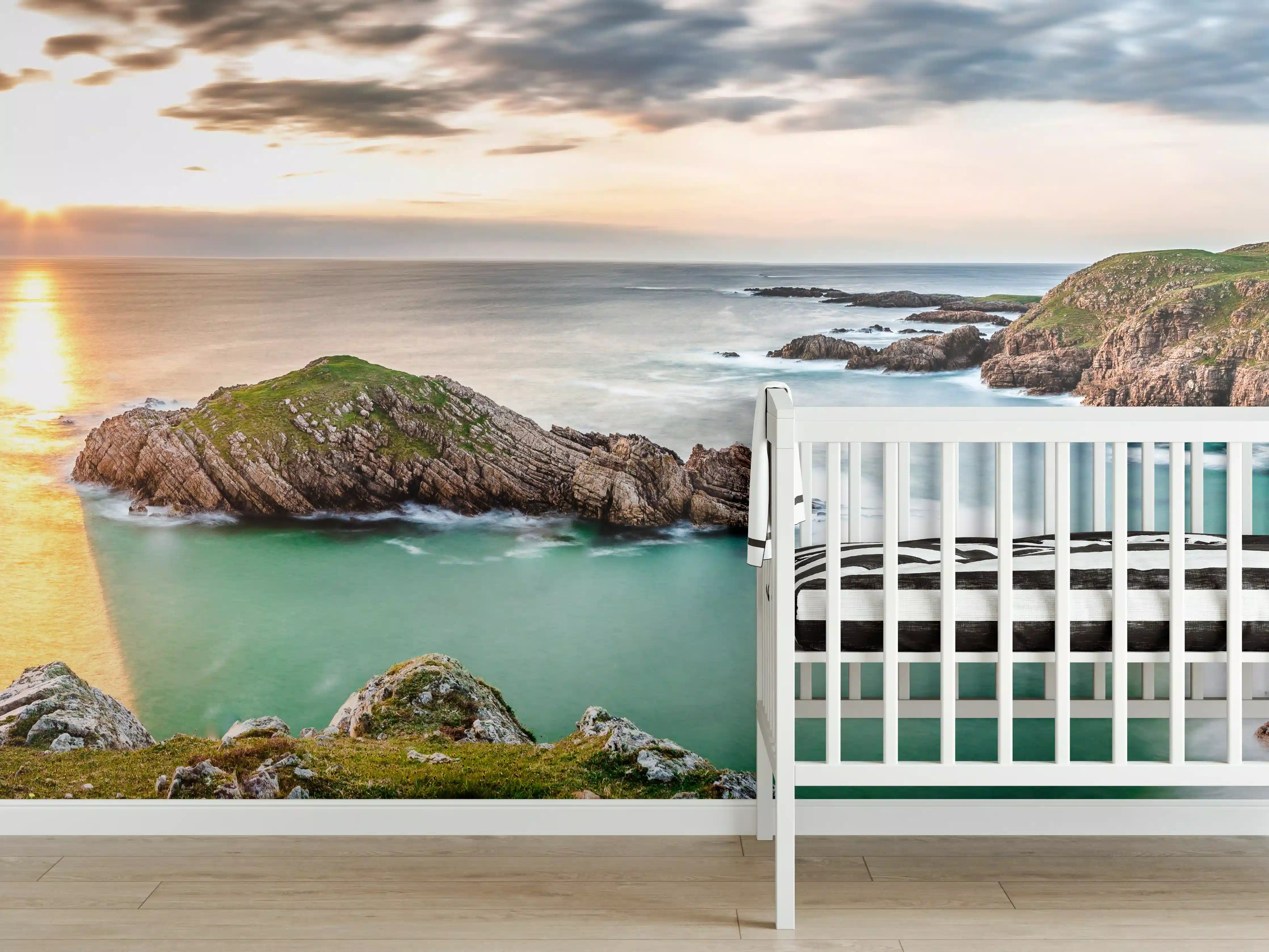 Babyzimmer Wandgestaltung - Irland Küstenpanorama Sonnenuntergang