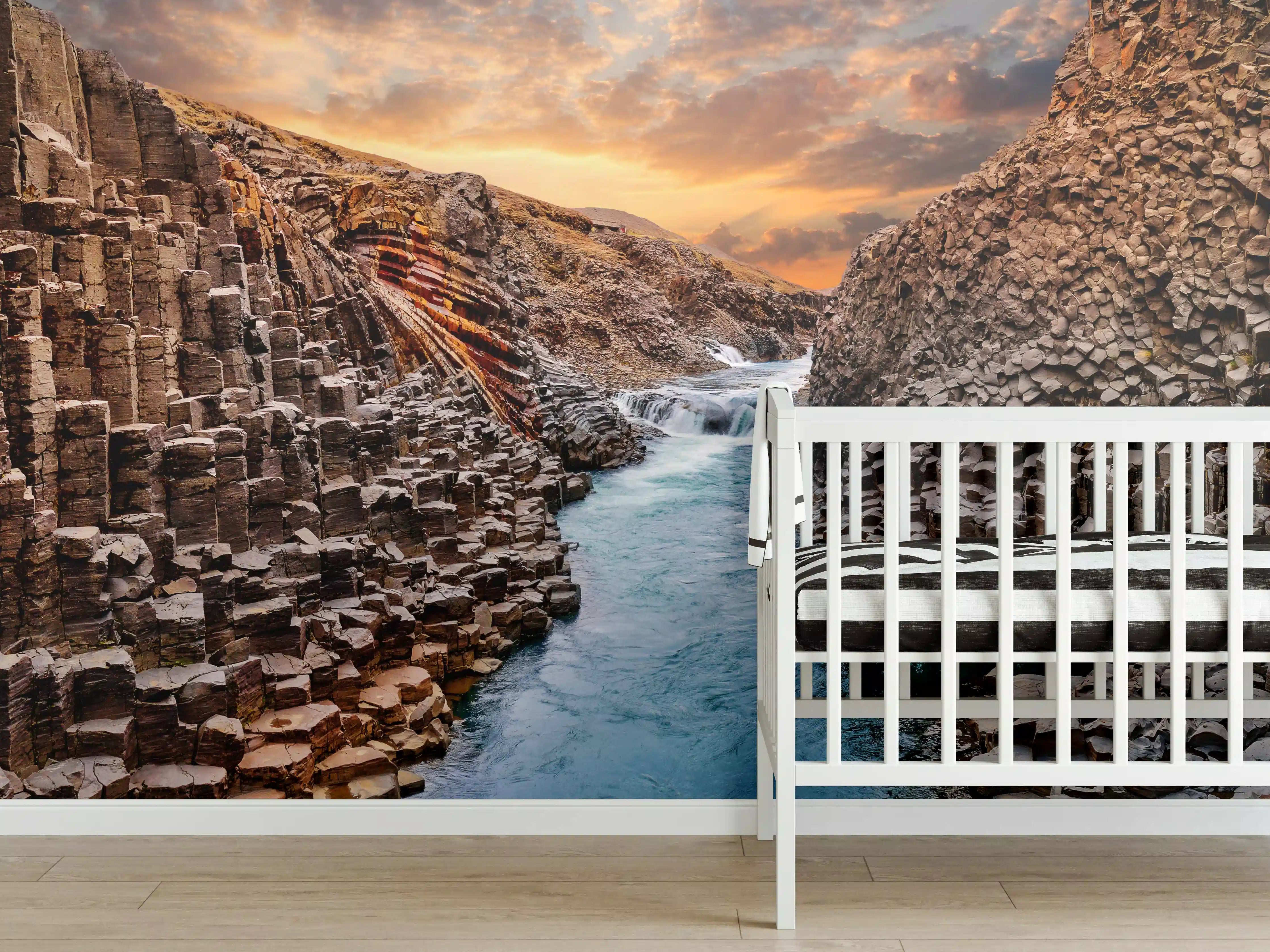 Babyzimmer Wandgestaltung - Isländische Basalt-Schlucht