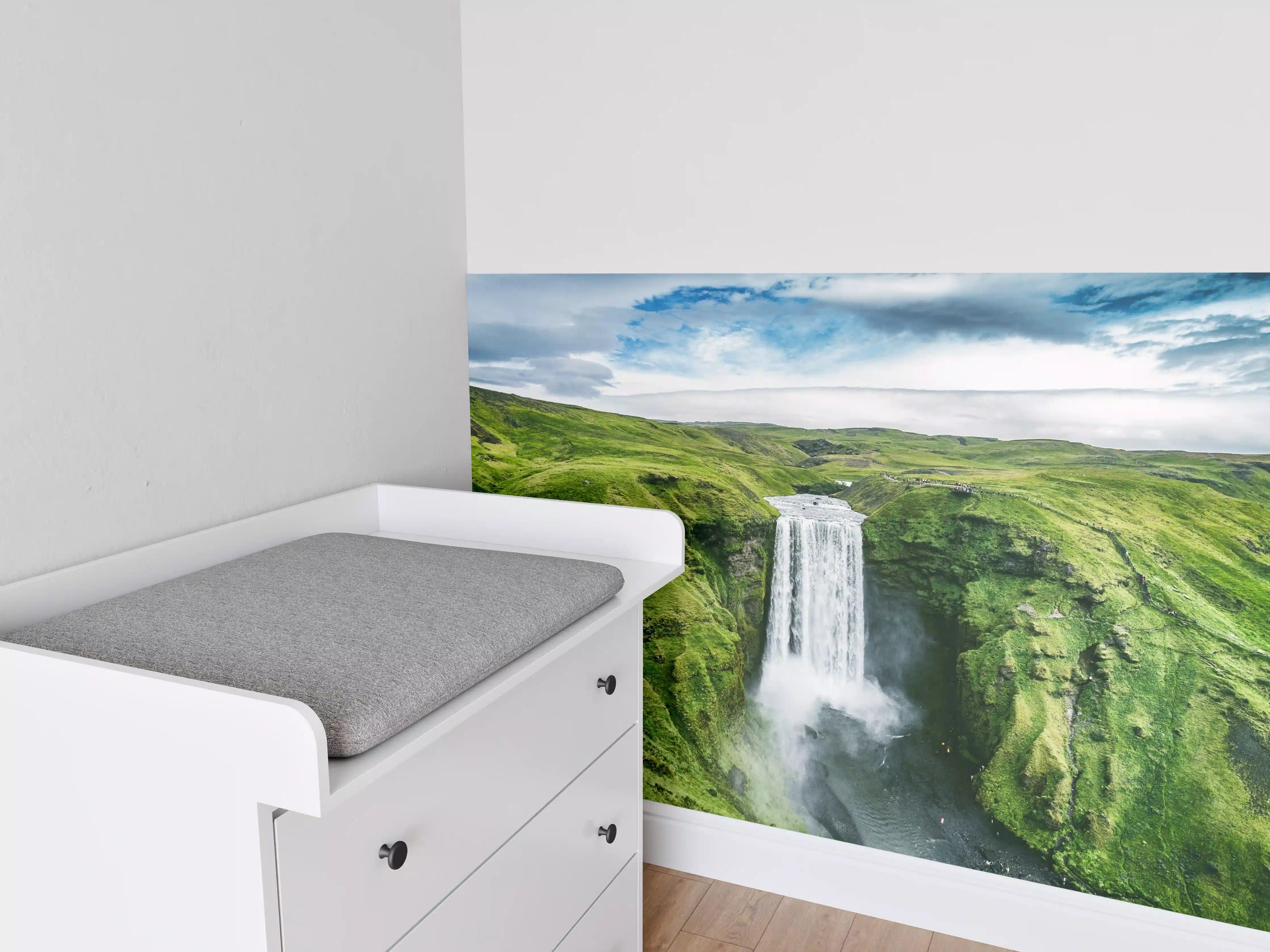 Babyzimmer Wandgestaltung - Isländischer Wasserfall Skogafoss