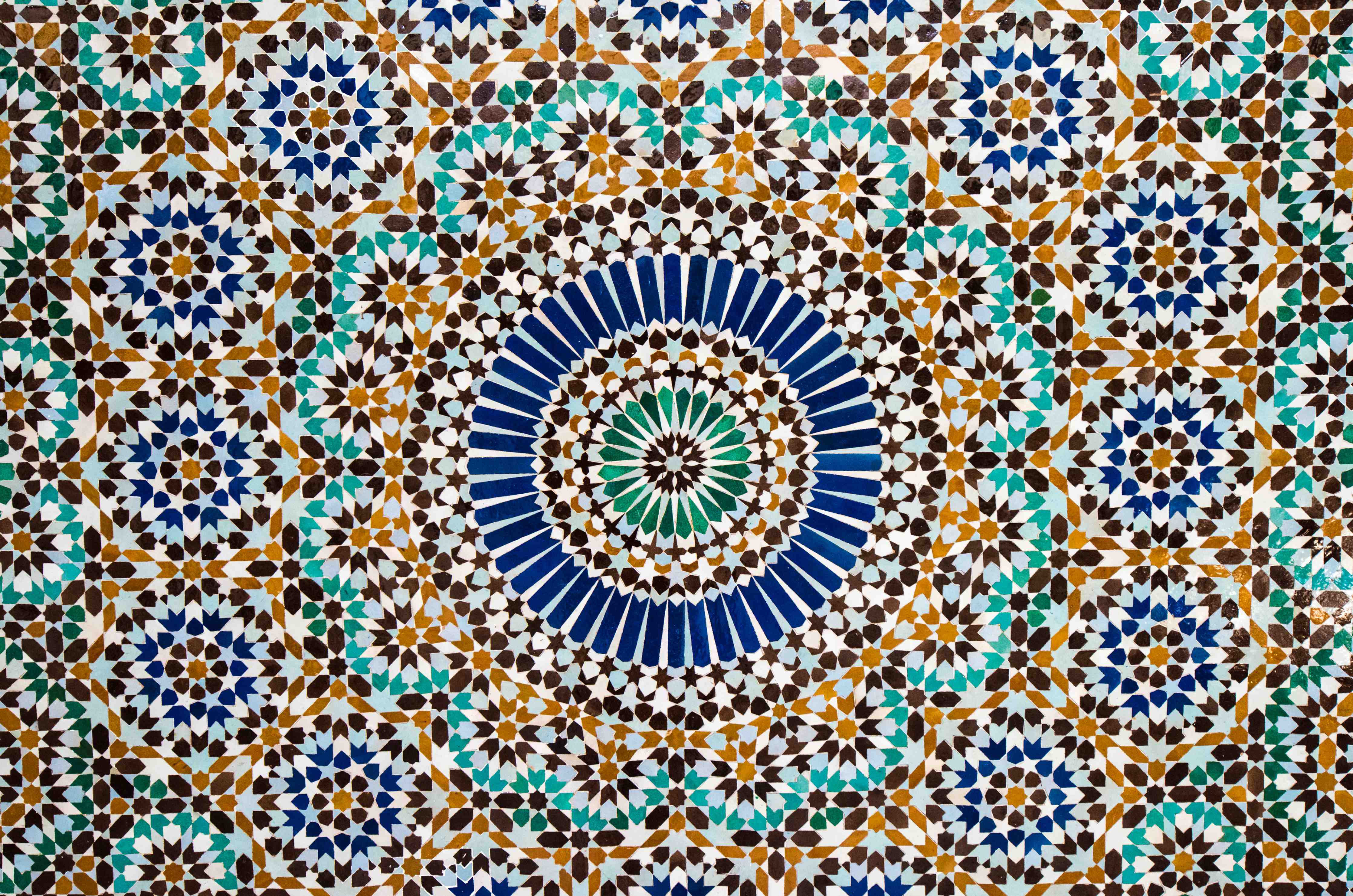 Babyzimmer Wandgestaltung-Islamische Fliesenmuster in Blau und Braun