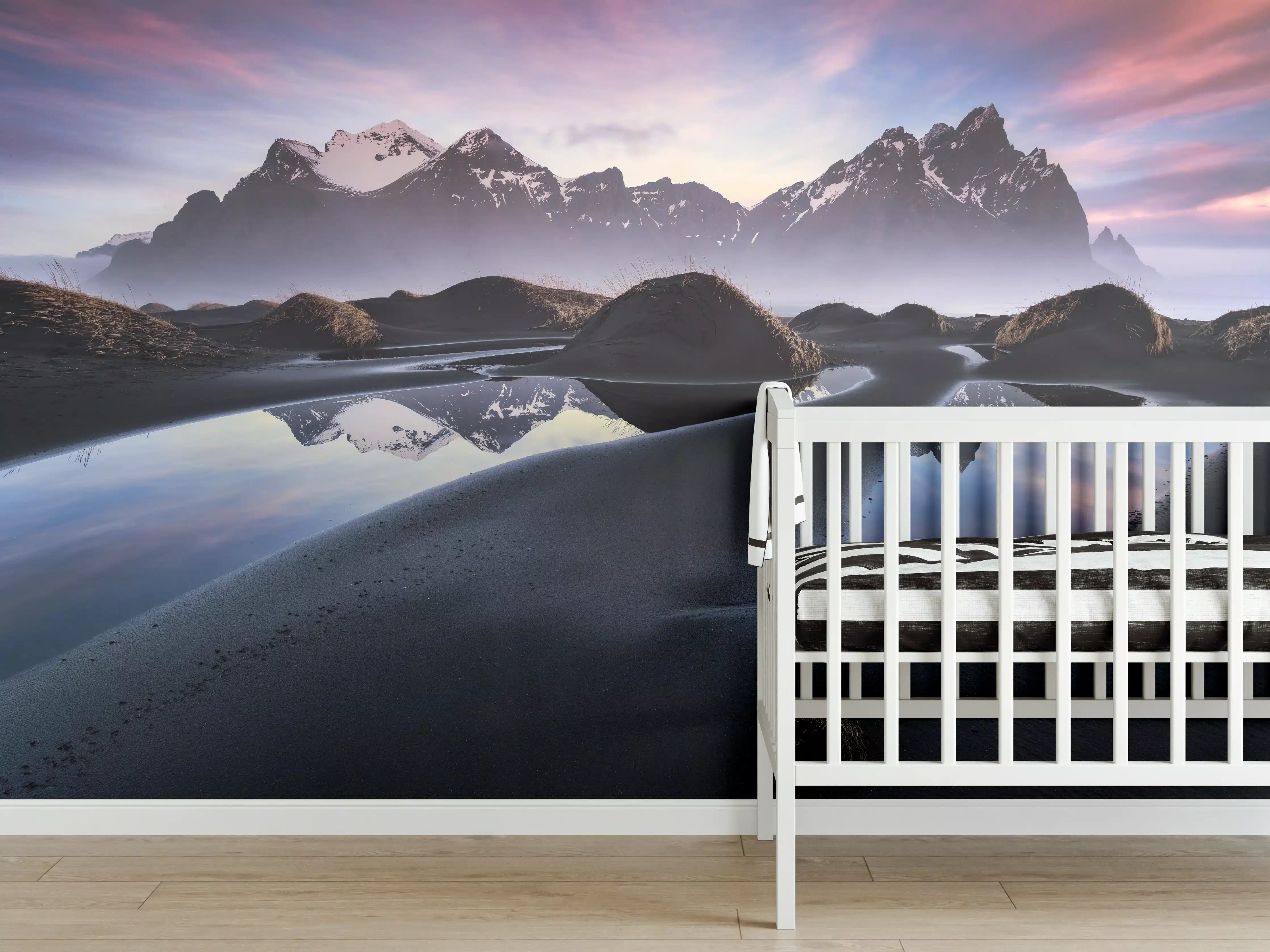 Babyzimmer Wandgestaltung - Island Berge im Winter