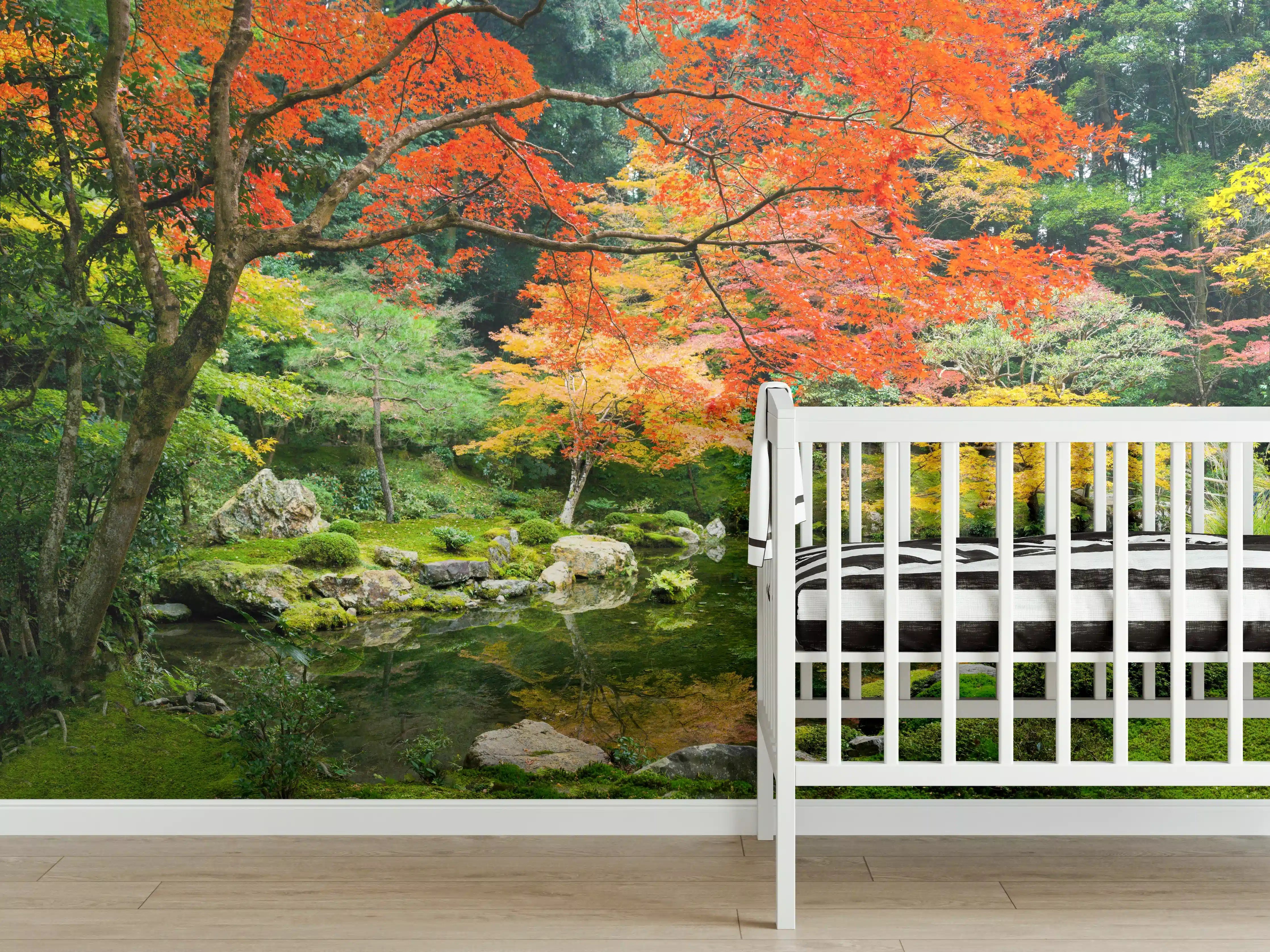 Babyzimmer Wandgestaltung - Japanischer Garten im Herbst