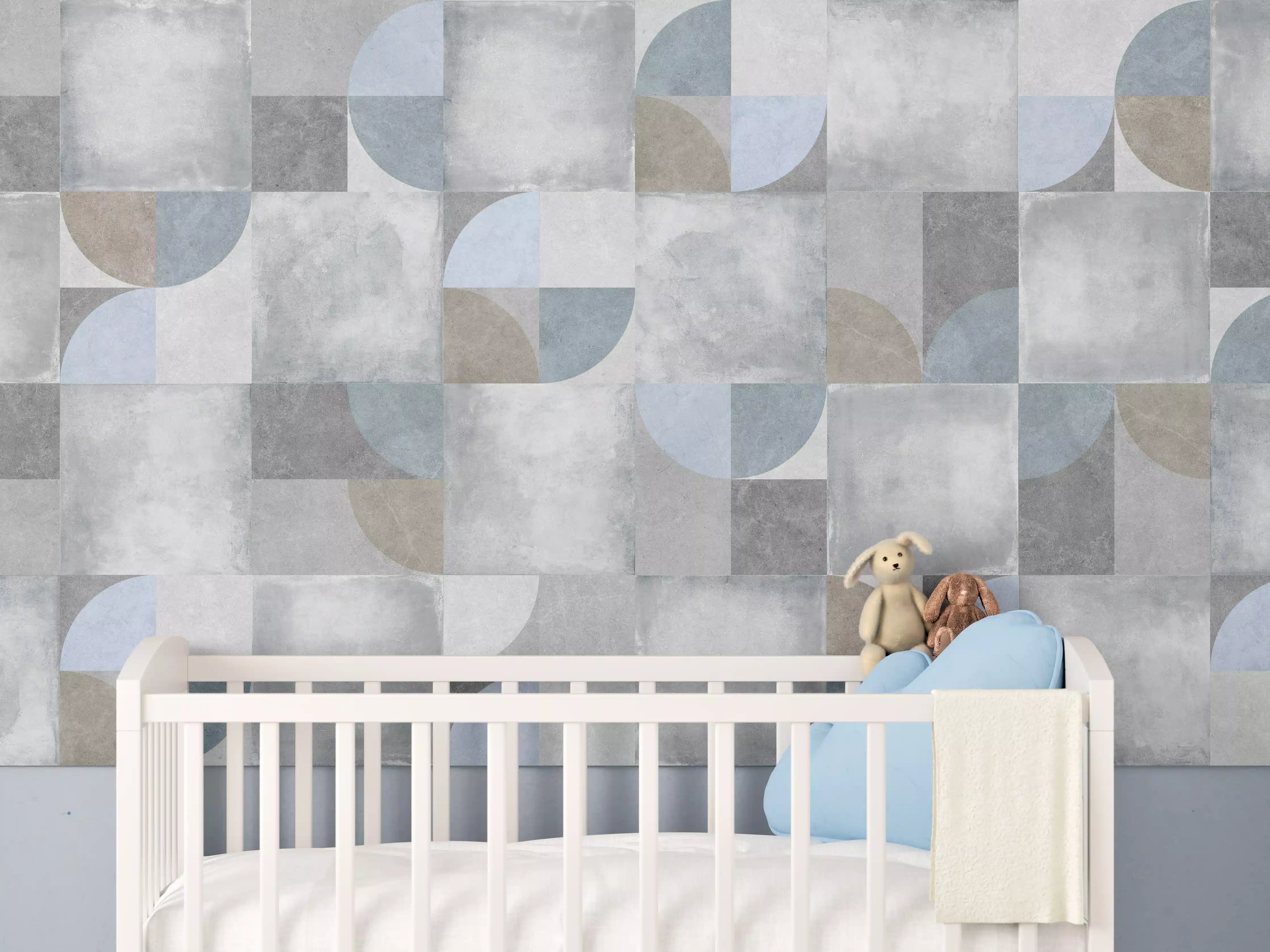 Babyzimmer Wandgestaltung - Karierter Keramik Hintergrund
