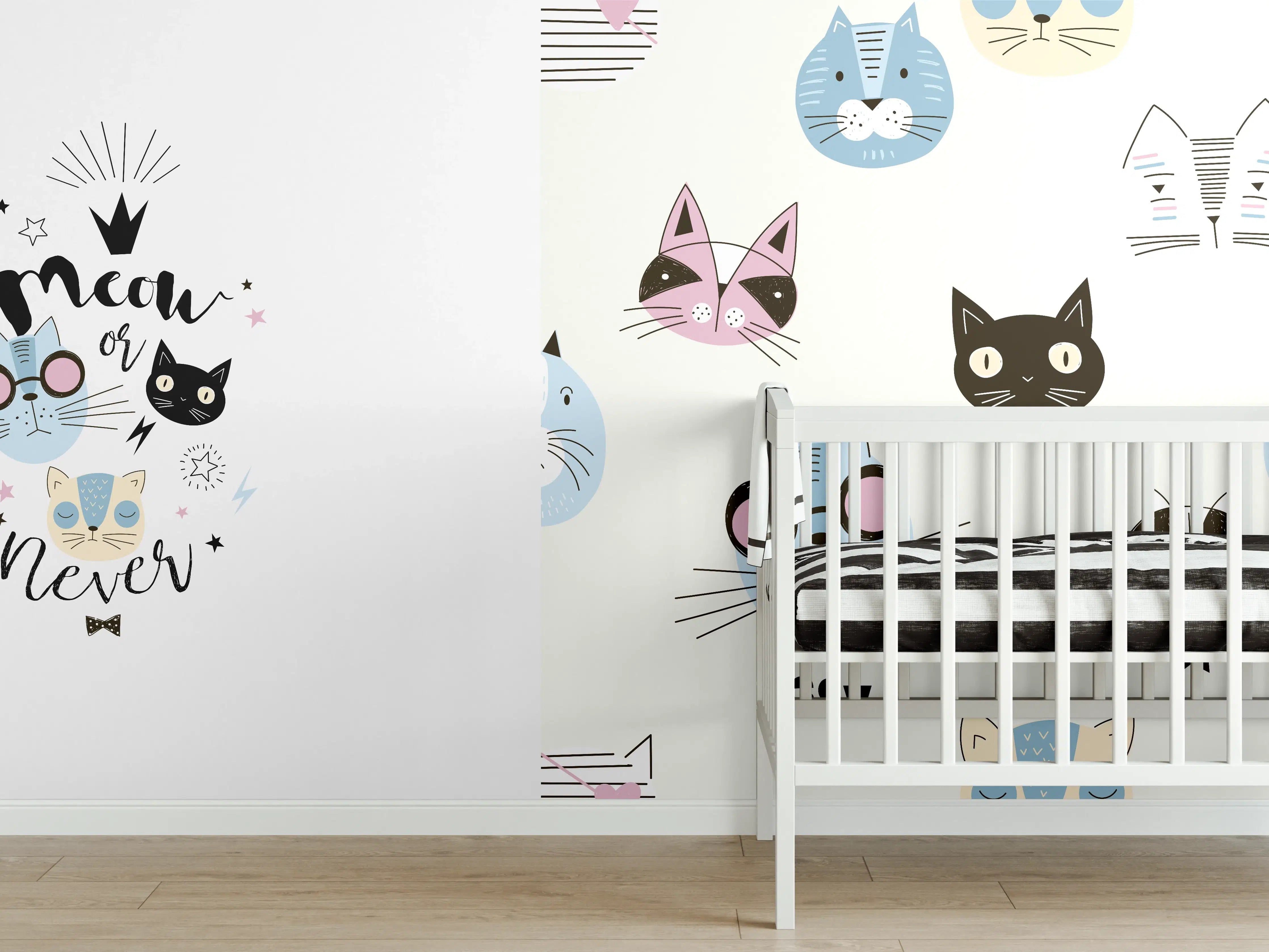 Babyzimmer Wandgestaltung - Katzen-Muster Pyjama-Set