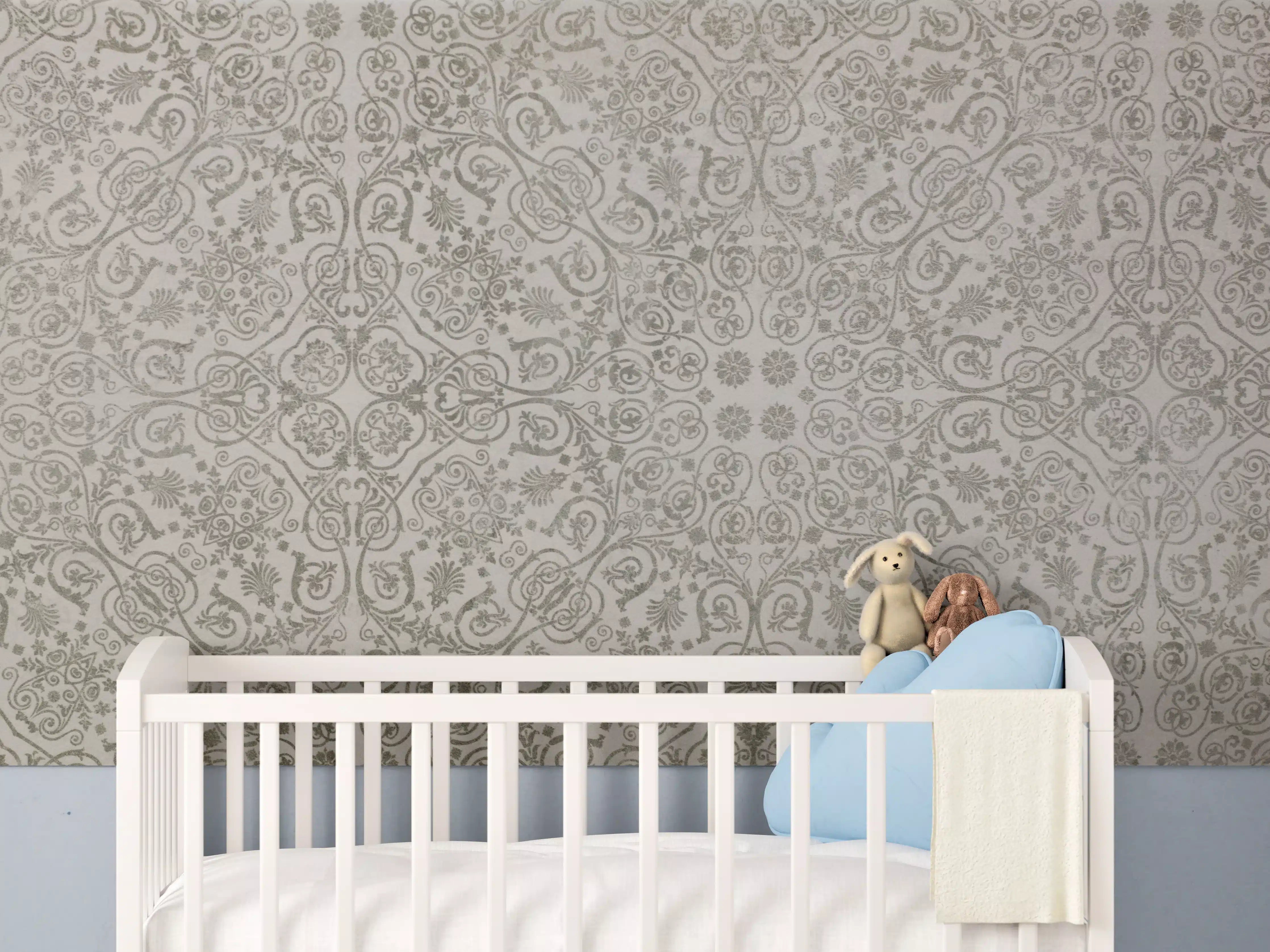 Babyzimmer Wandgestaltung - Keramikfliese mit abstraktem Mosaik-Blumenmuster