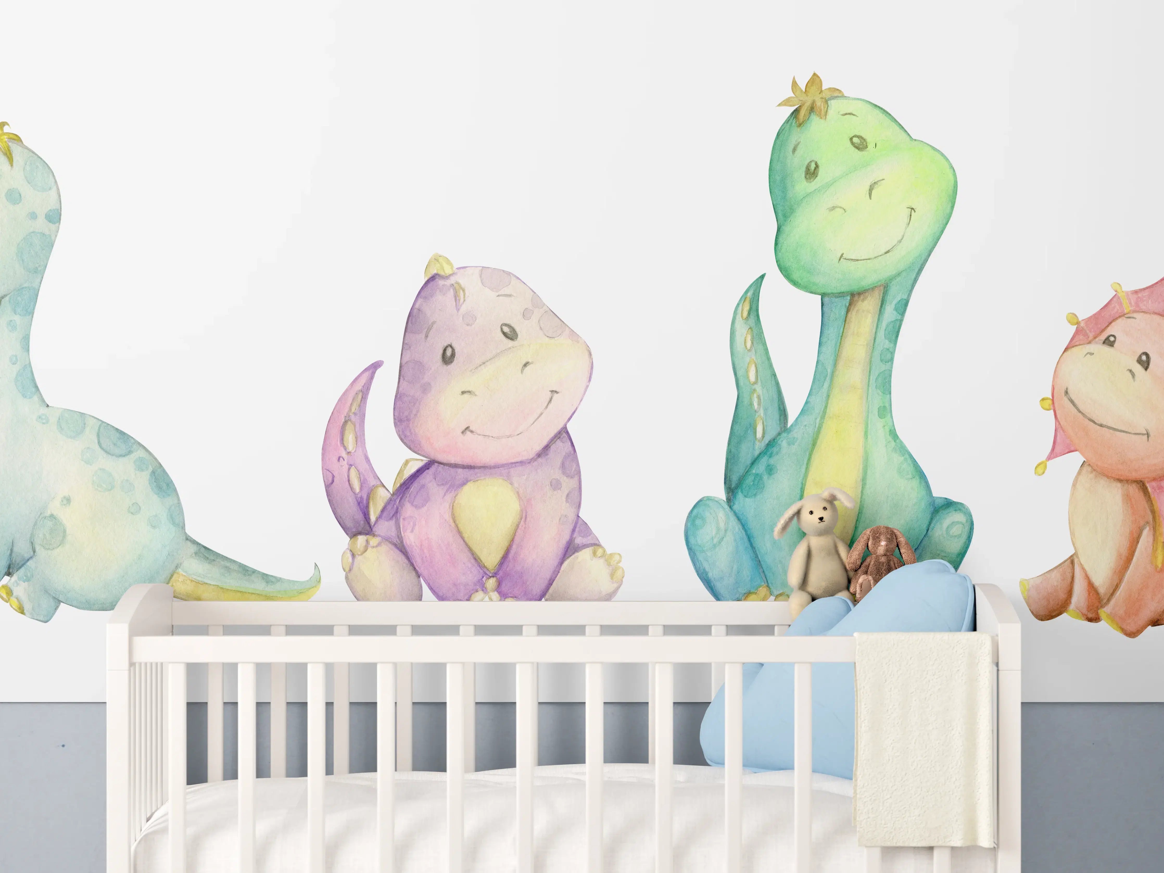 Babyzimmer Wandgestaltung - Kindliche Dinosaurier