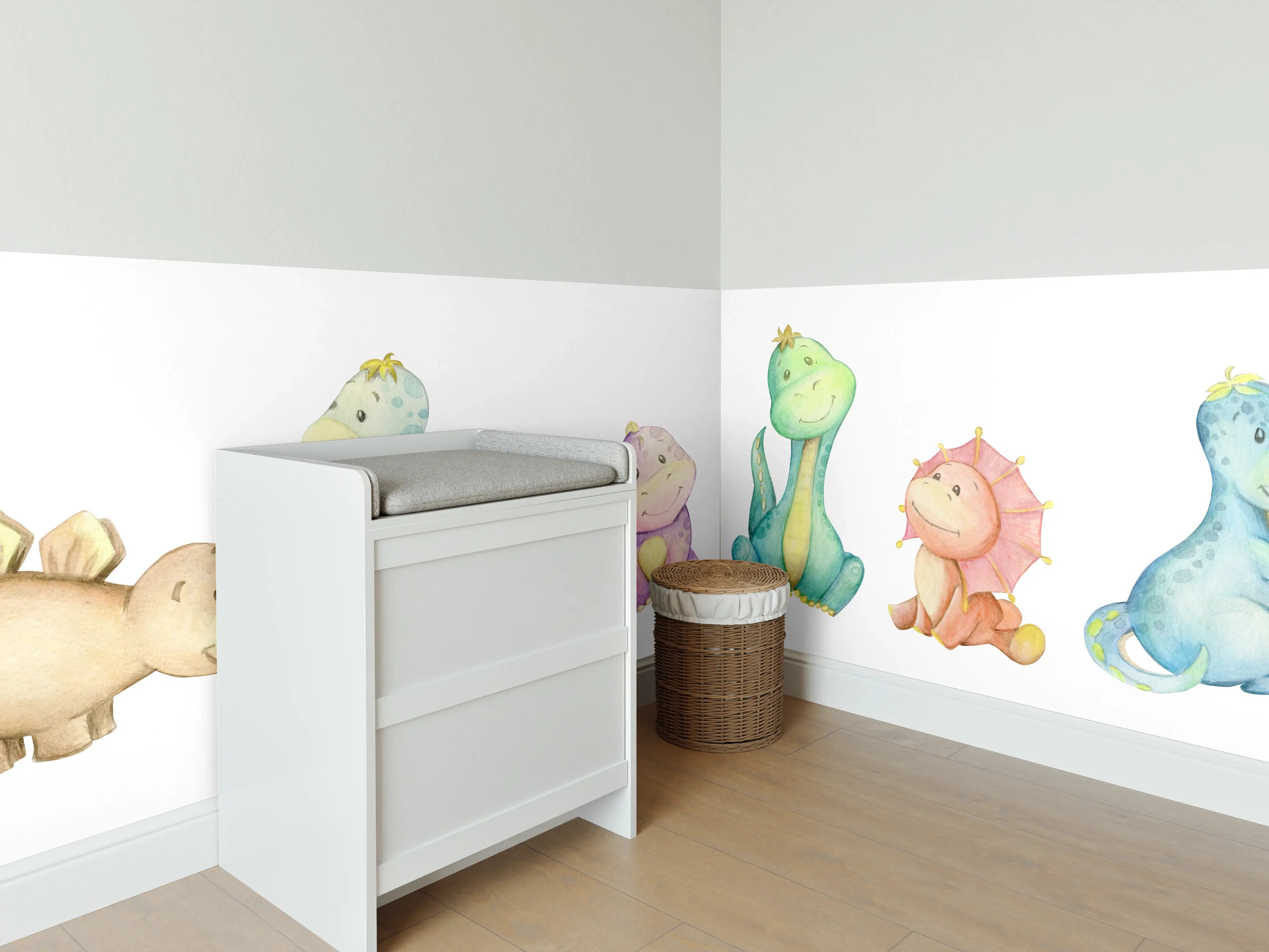 Babyzimmer Wandgestaltung - Kindliche Dinosaurier