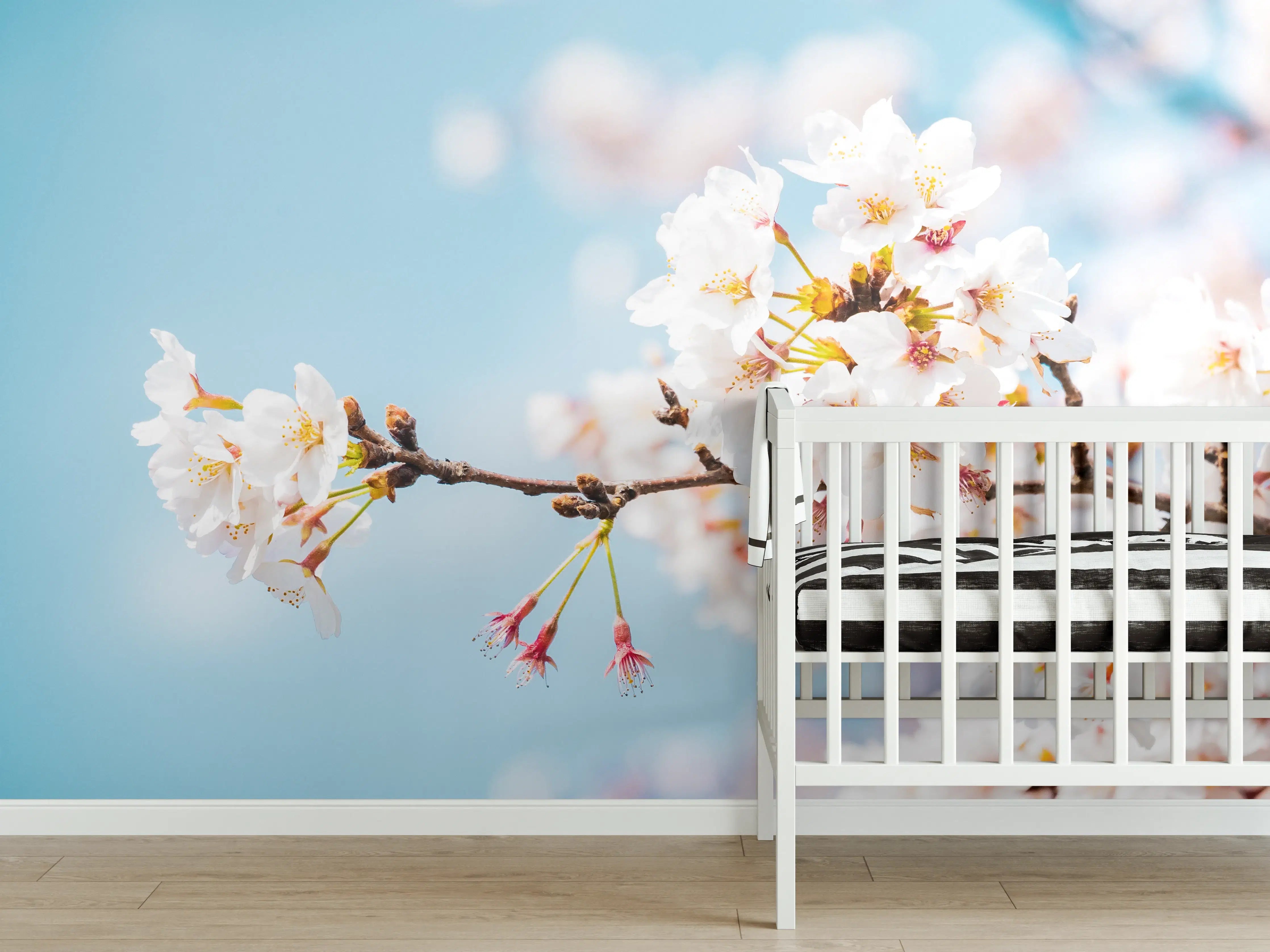 Babyzimmer Wandgestaltung - Kirschblüten in voller Blüte
