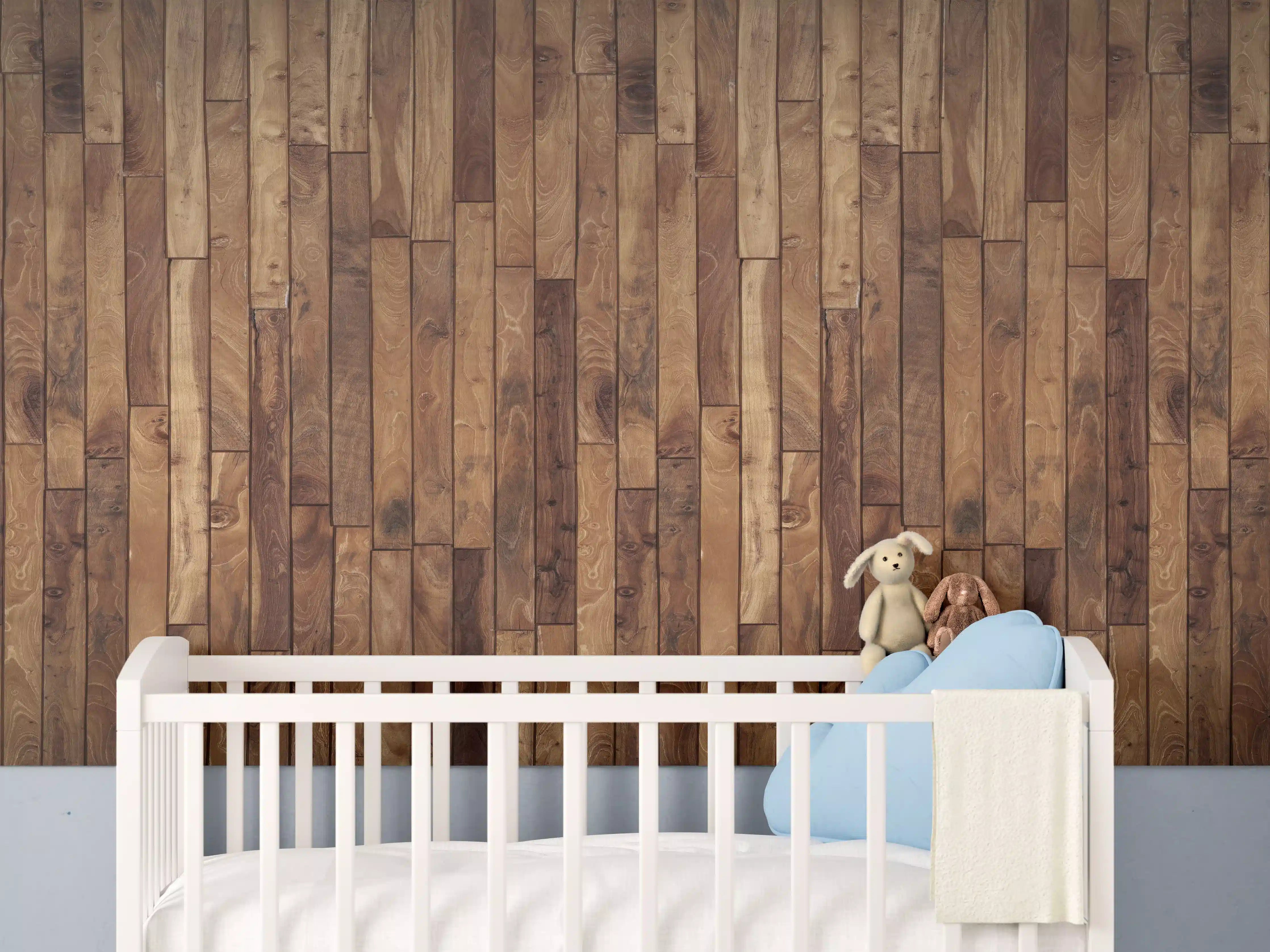 Babyzimmer Wandgestaltung - Kleine Kiefernholzstücke