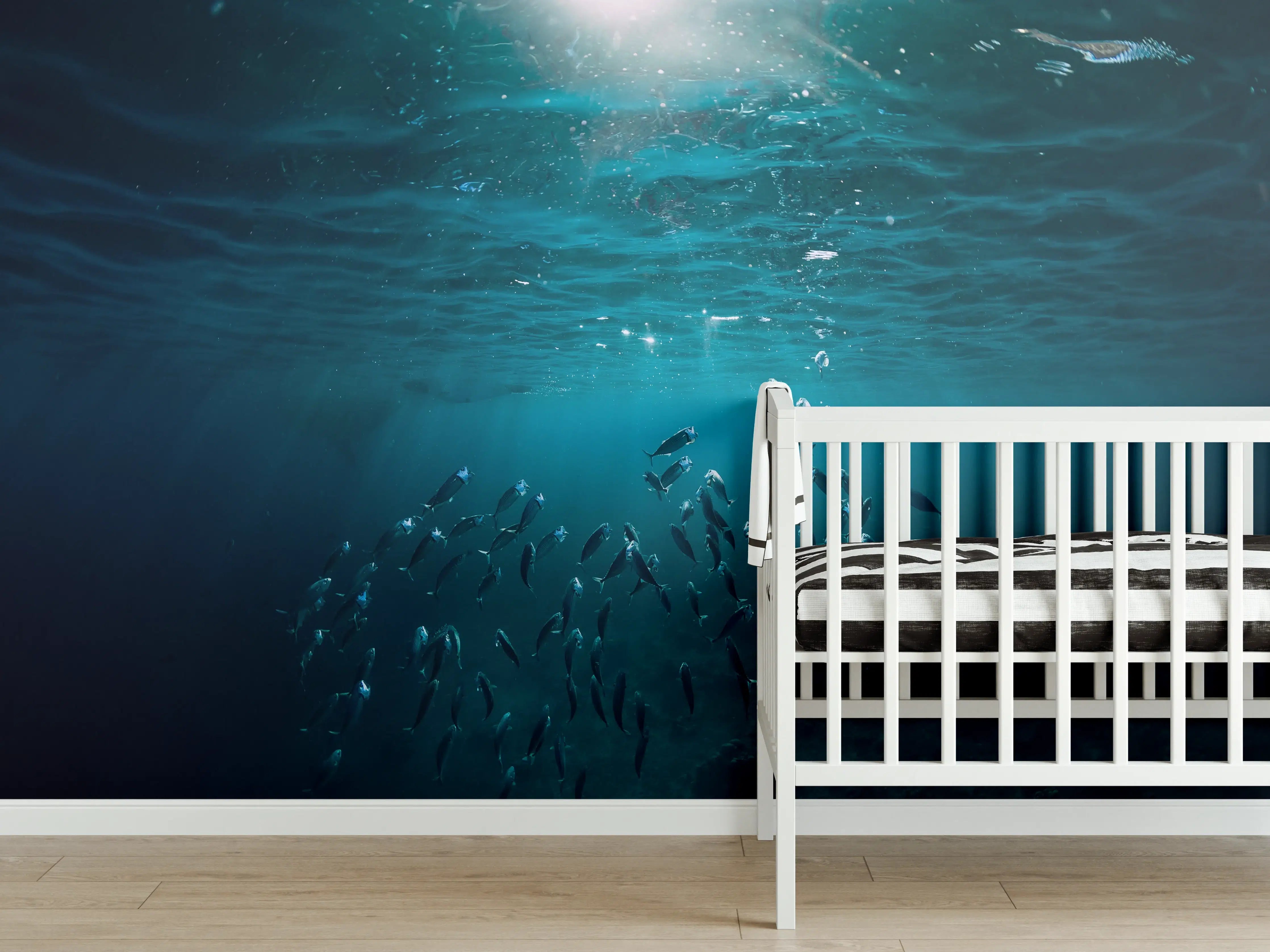 Babyzimmer Wandgestaltung - Kleiner Fischschwarm Unterwasser