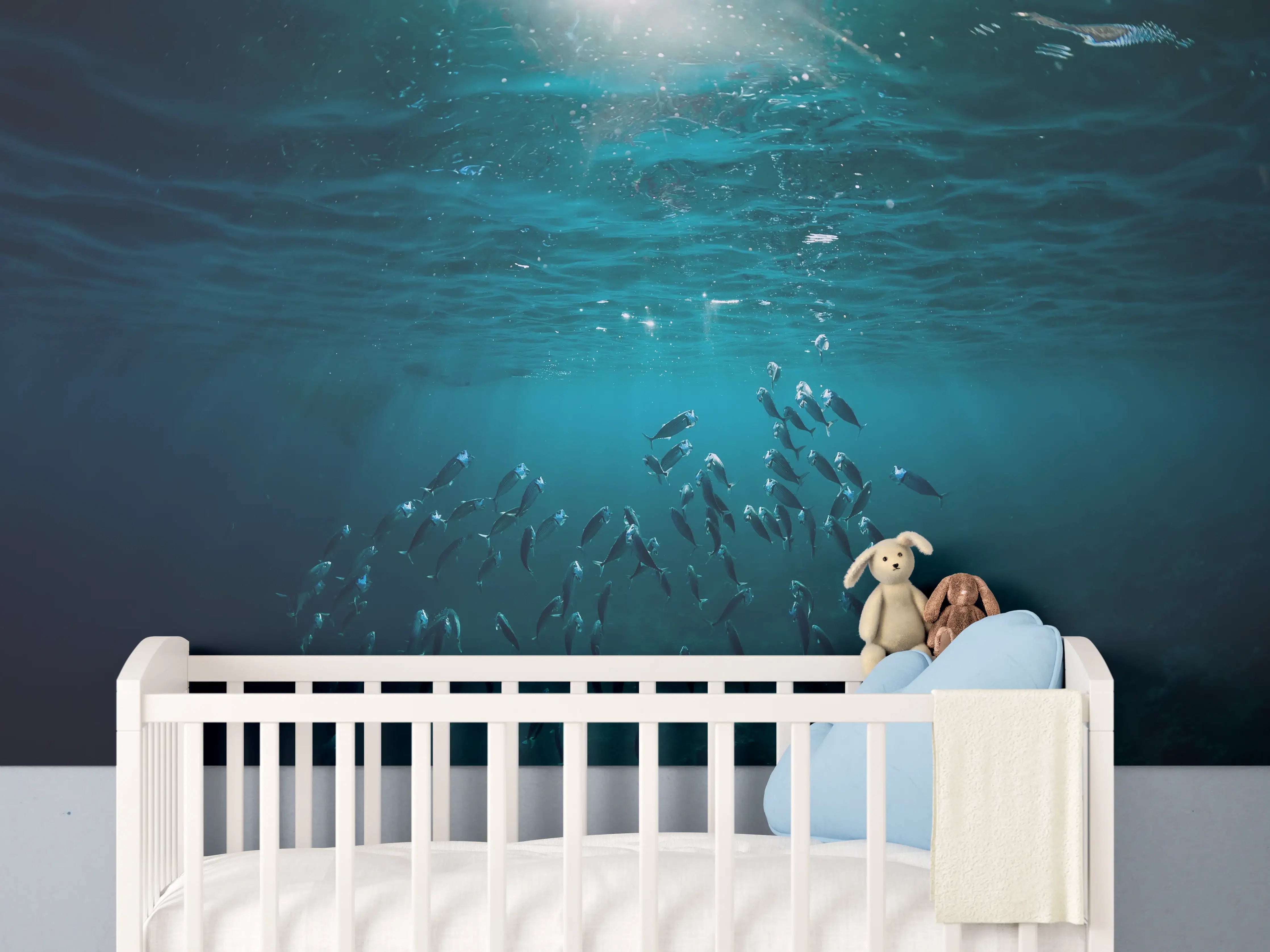 Babyzimmer Wandgestaltung - Kleiner Fischschwarm Unterwasser
