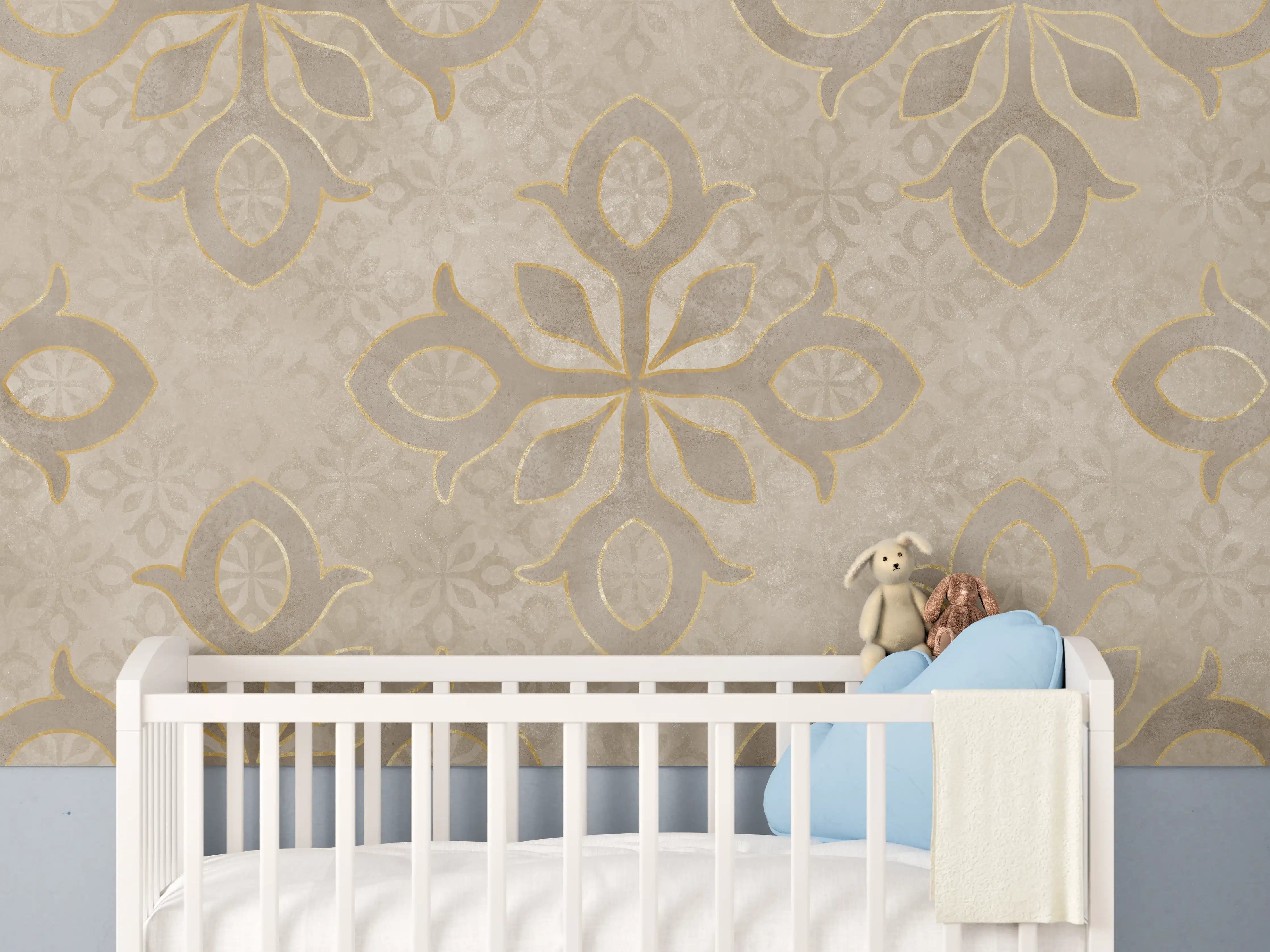Babyzimmer Wandgestaltung - Königliches Ornament Muster