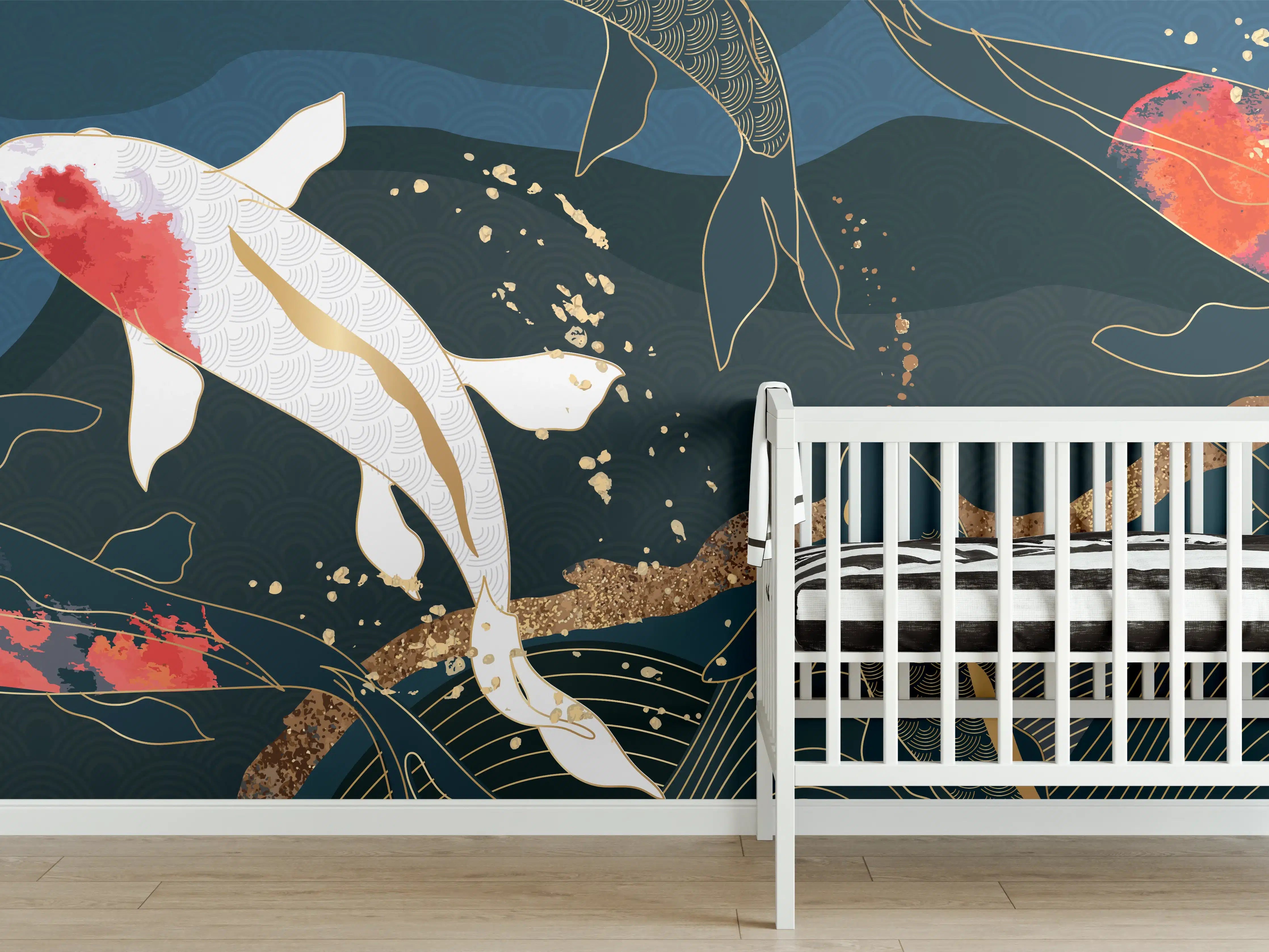 Babyzimmer Wandgestaltung - Koi-Karpfen Kunstdruck