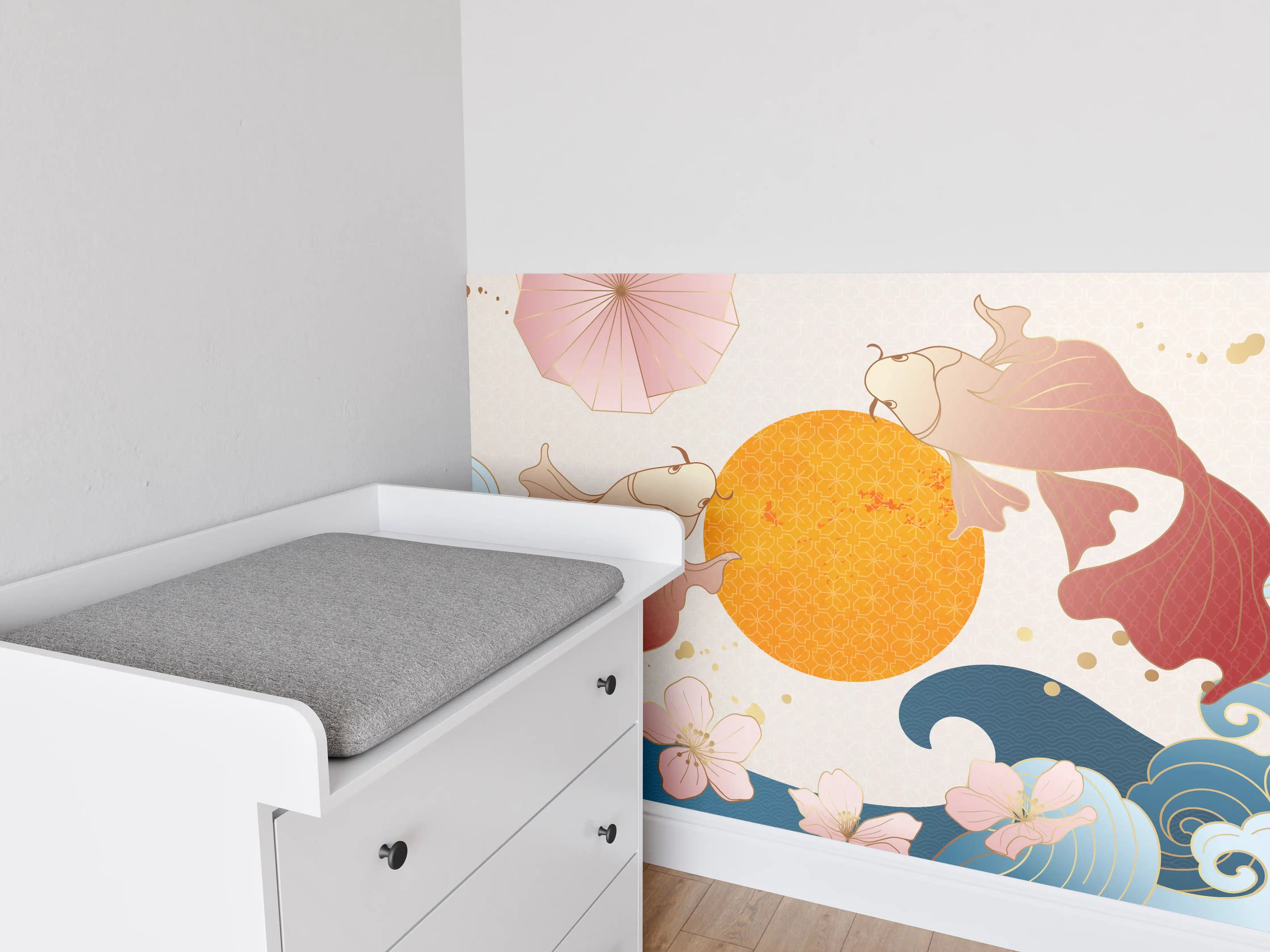 Babyzimmer Wandgestaltung - Koi-Karpfen-Ornament-Grafik