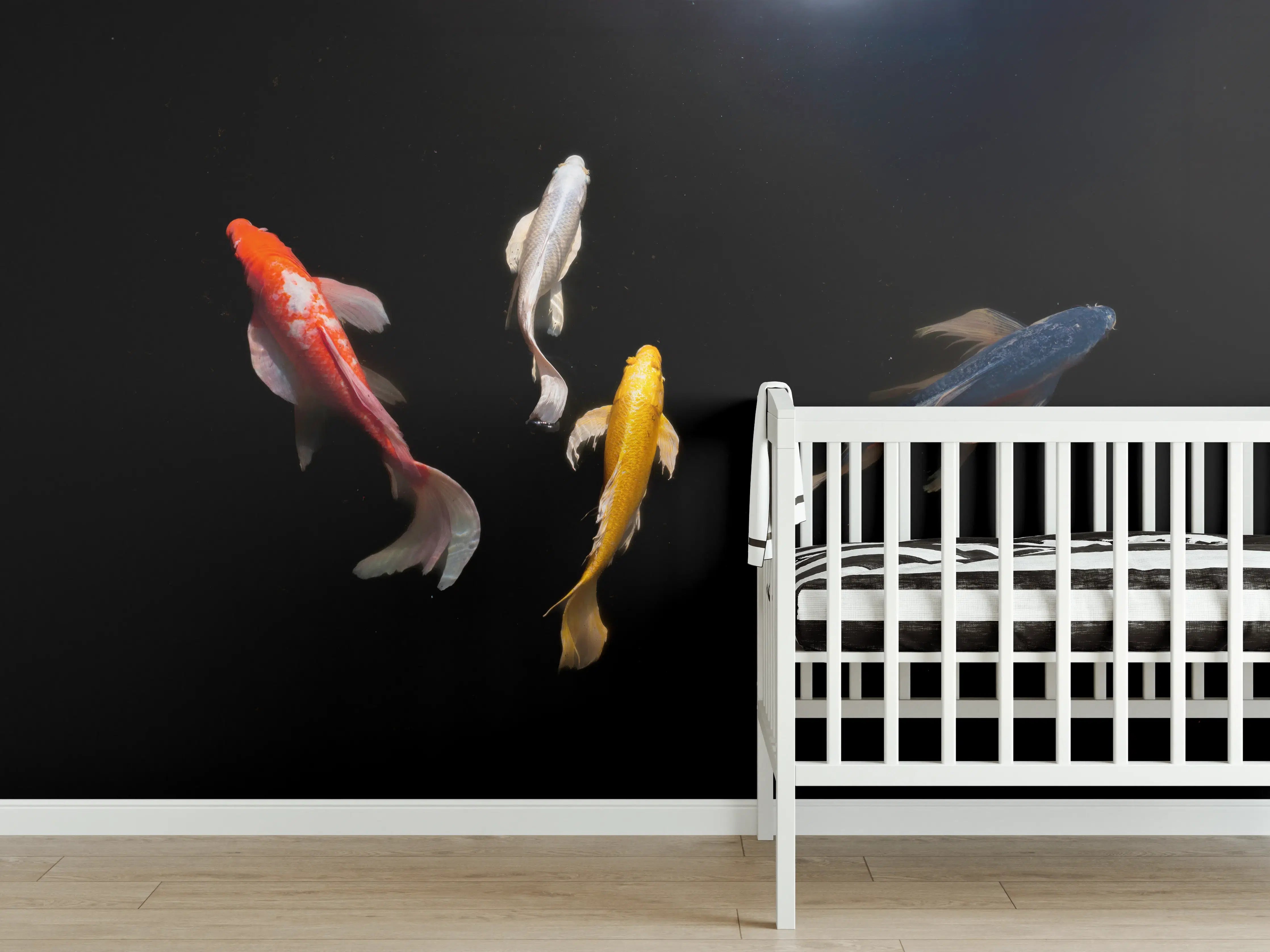 Babyzimmer Wandgestaltung - Koi-Karpfen Schwarz Rot Gelb