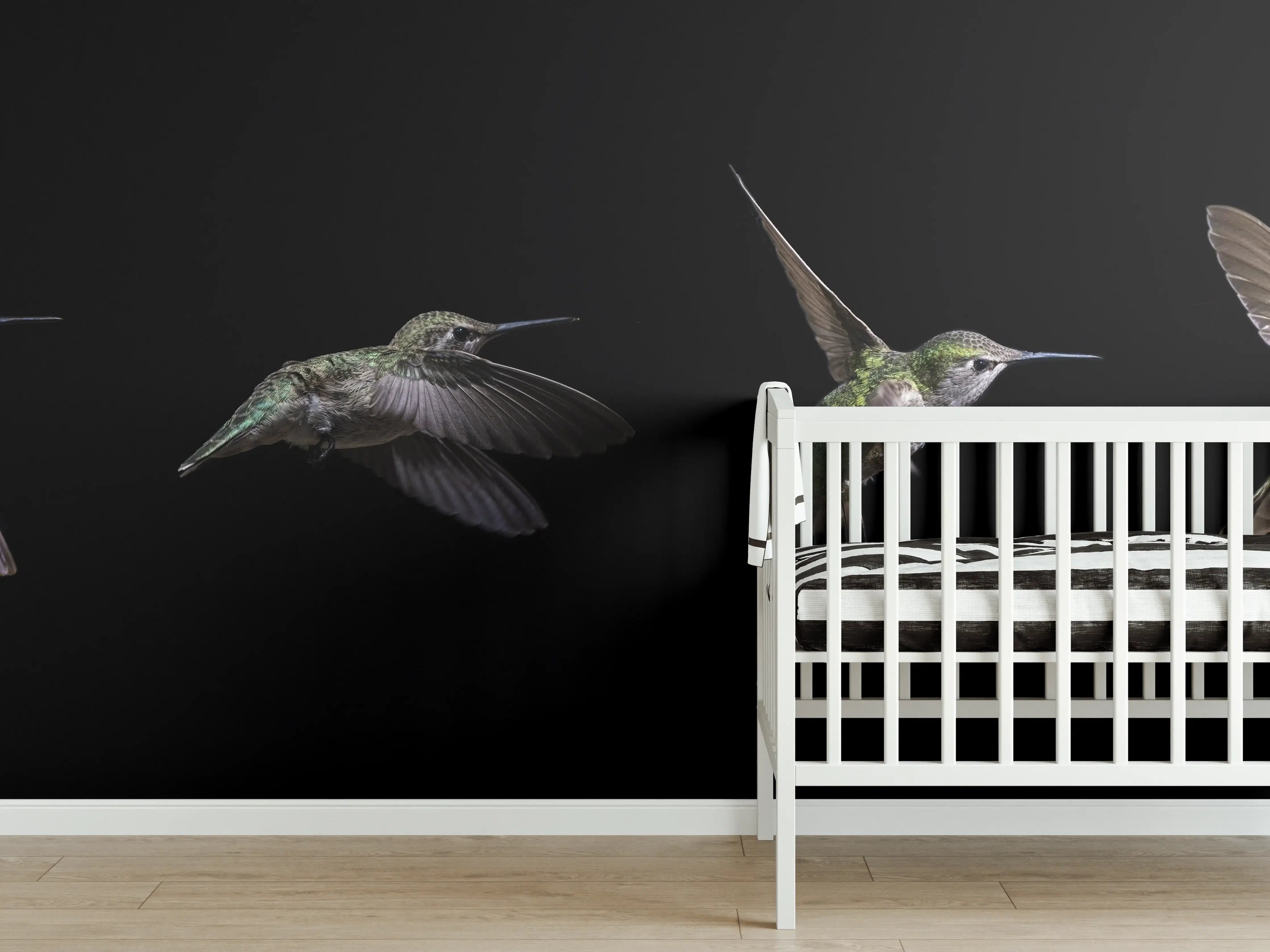 Babyzimmer Wandgestaltung - Kolibri beim Fressen der Aloe Vera-Blüte