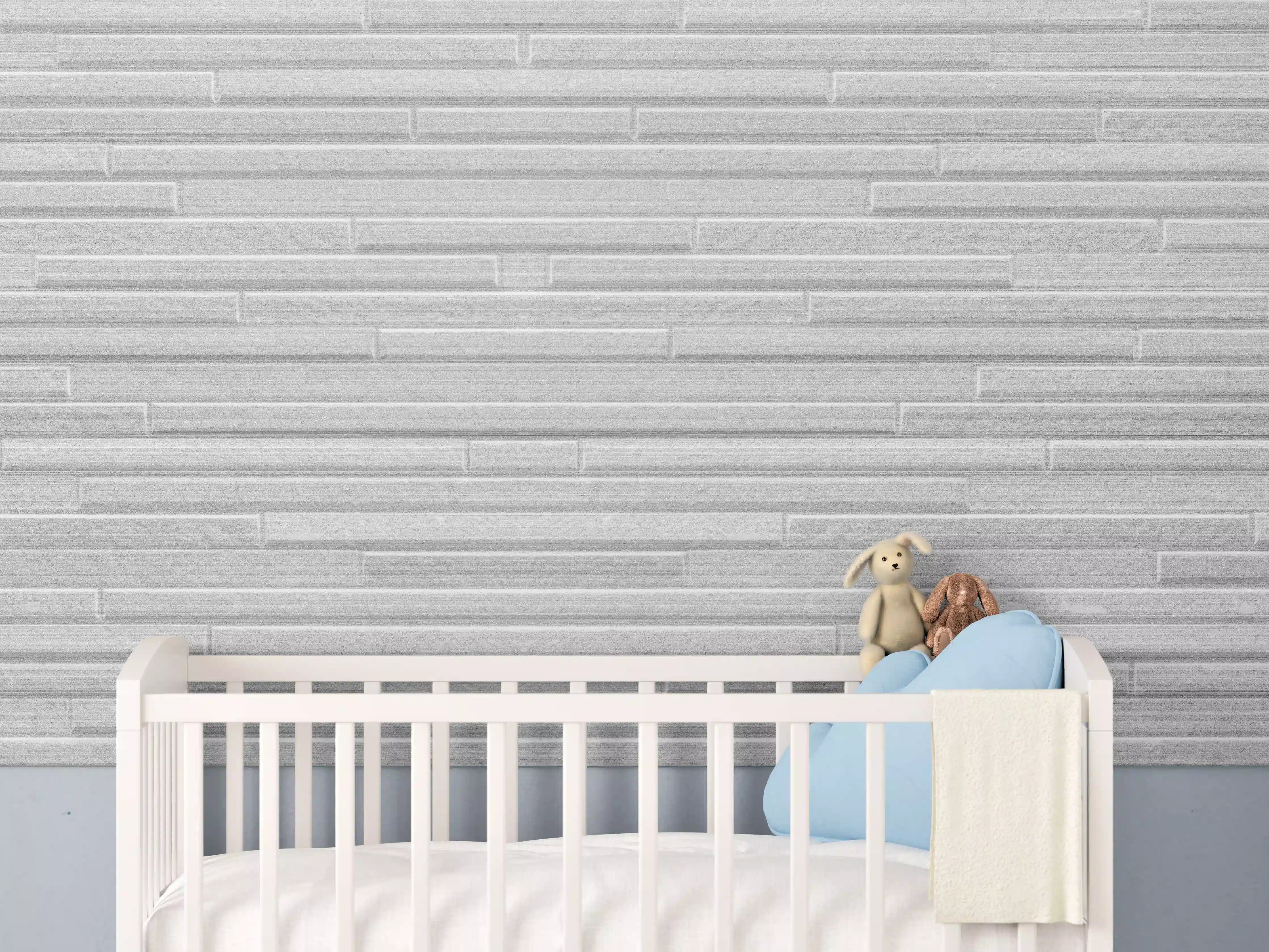 Babyzimmer Wandgestaltung - Konstruktion der modernen weißen Steinwand
