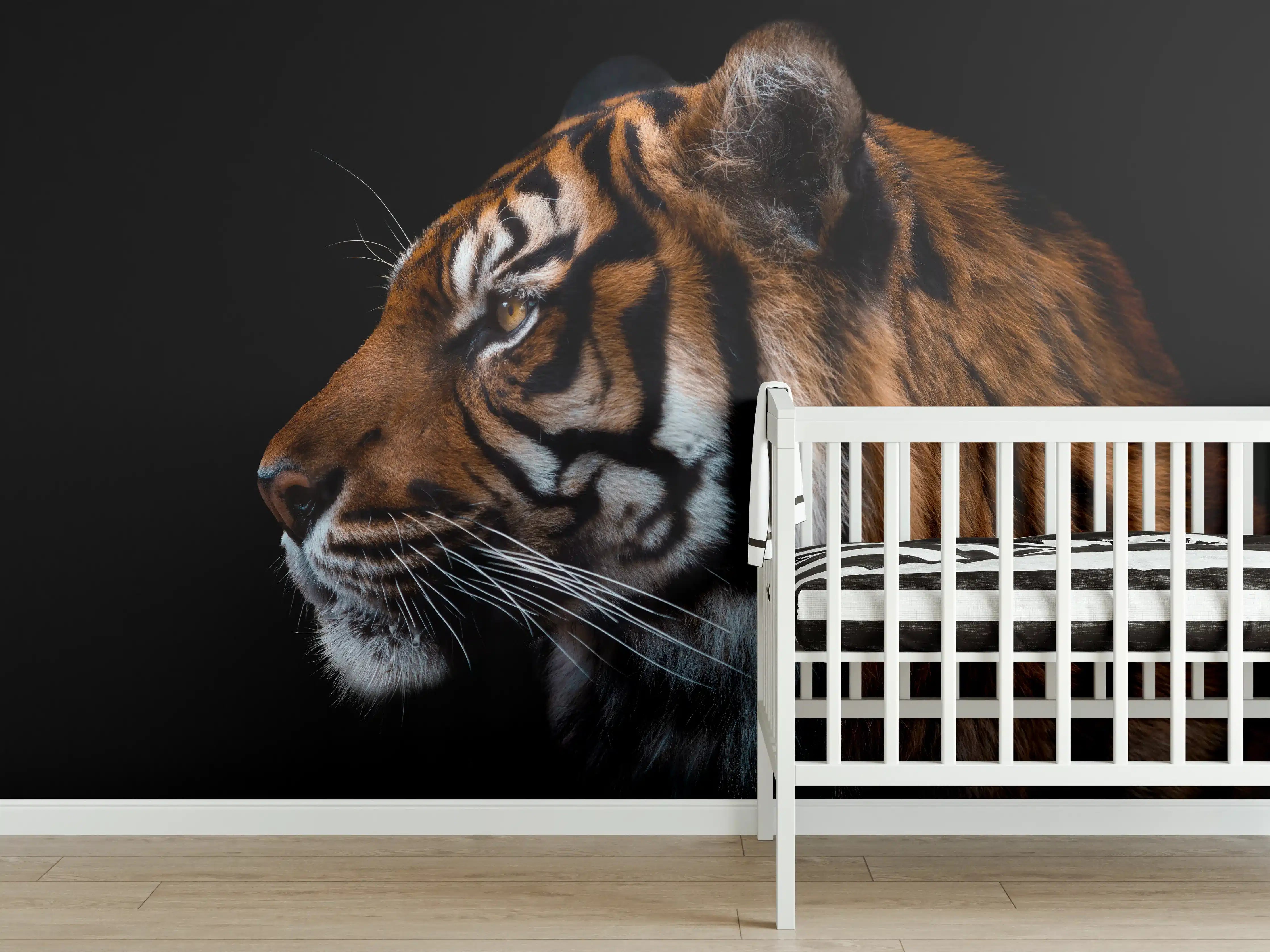 Babyzimmer Wandgestaltung - Kopf eines Sumatra-Tigers geschlossen