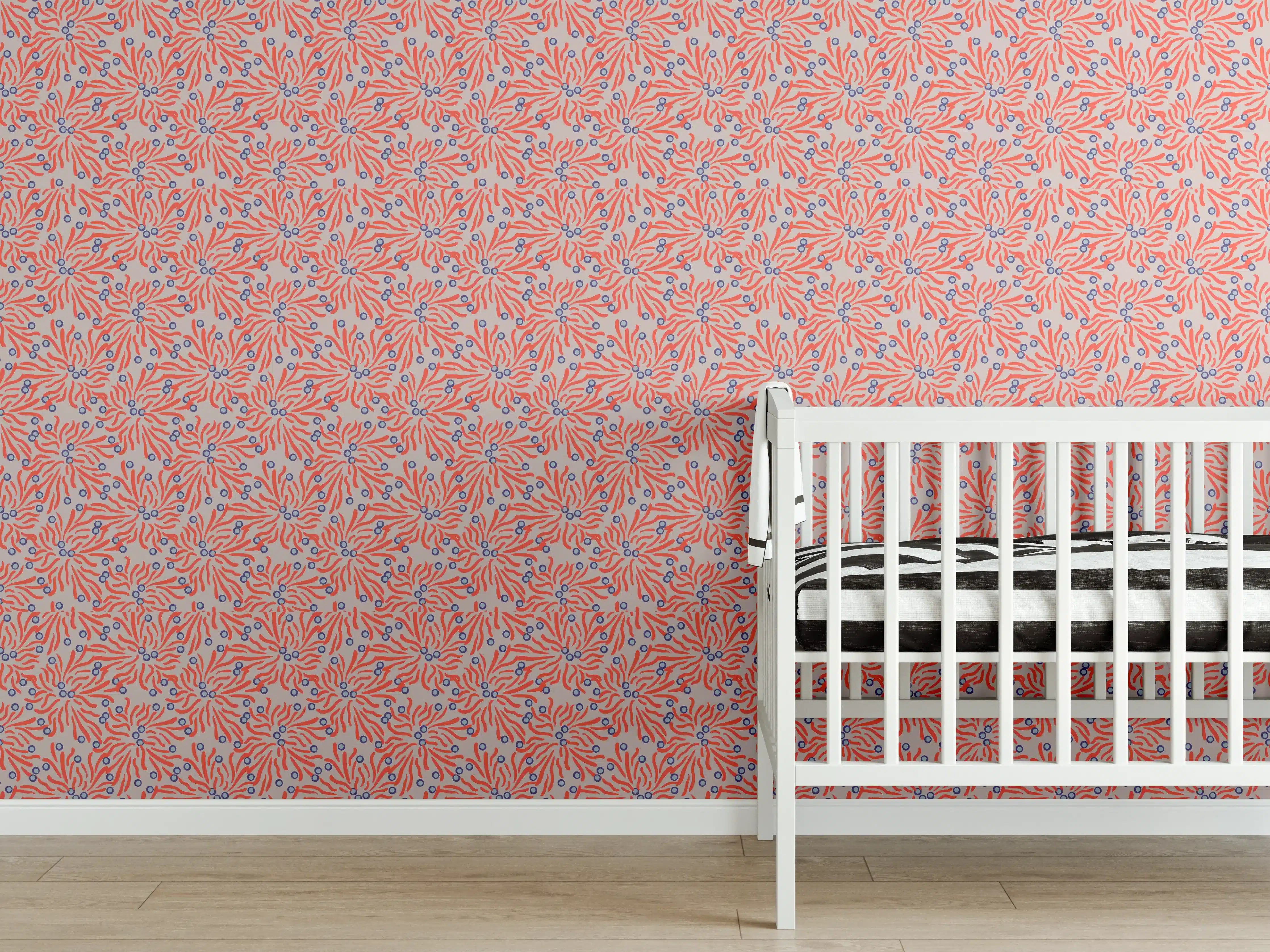 Babyzimmer Wandgestaltung - Korallen-Abstrakt Korallenrosa