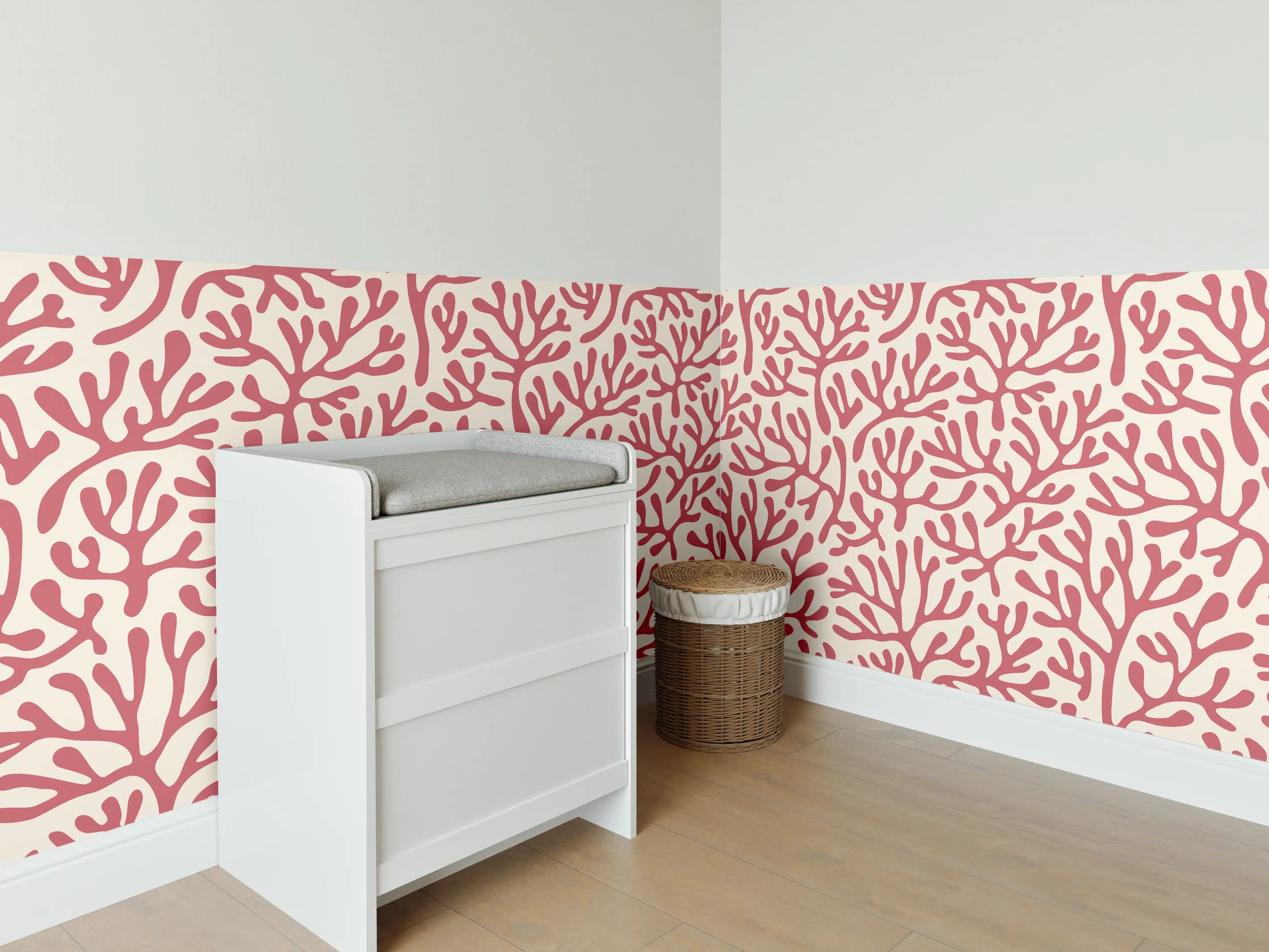 Babyzimmer Wandgestaltung - Korallenmuster Rot-Beige