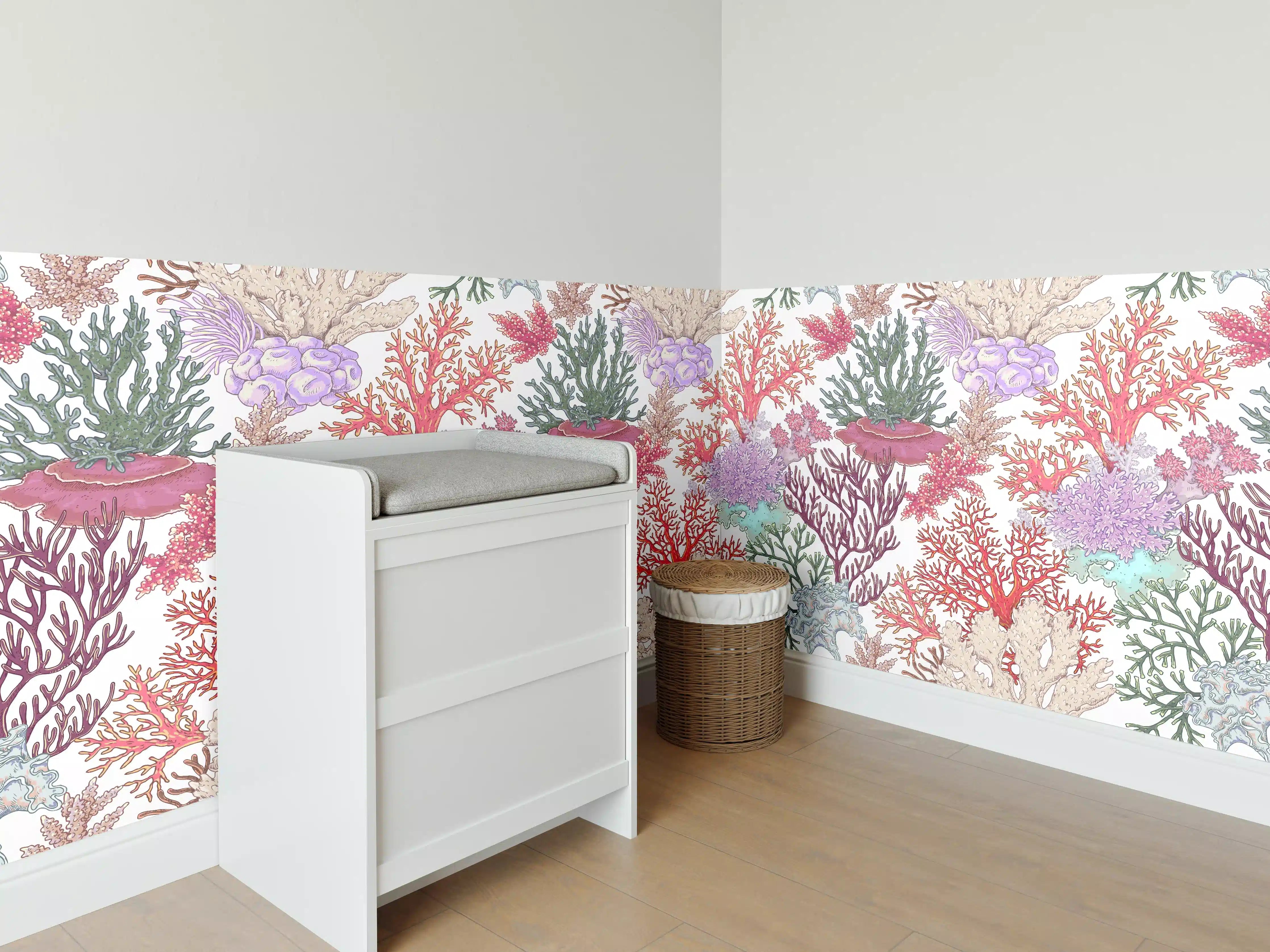 Babyzimmer Wandgestaltung - Korallenriff in Pastellfarben