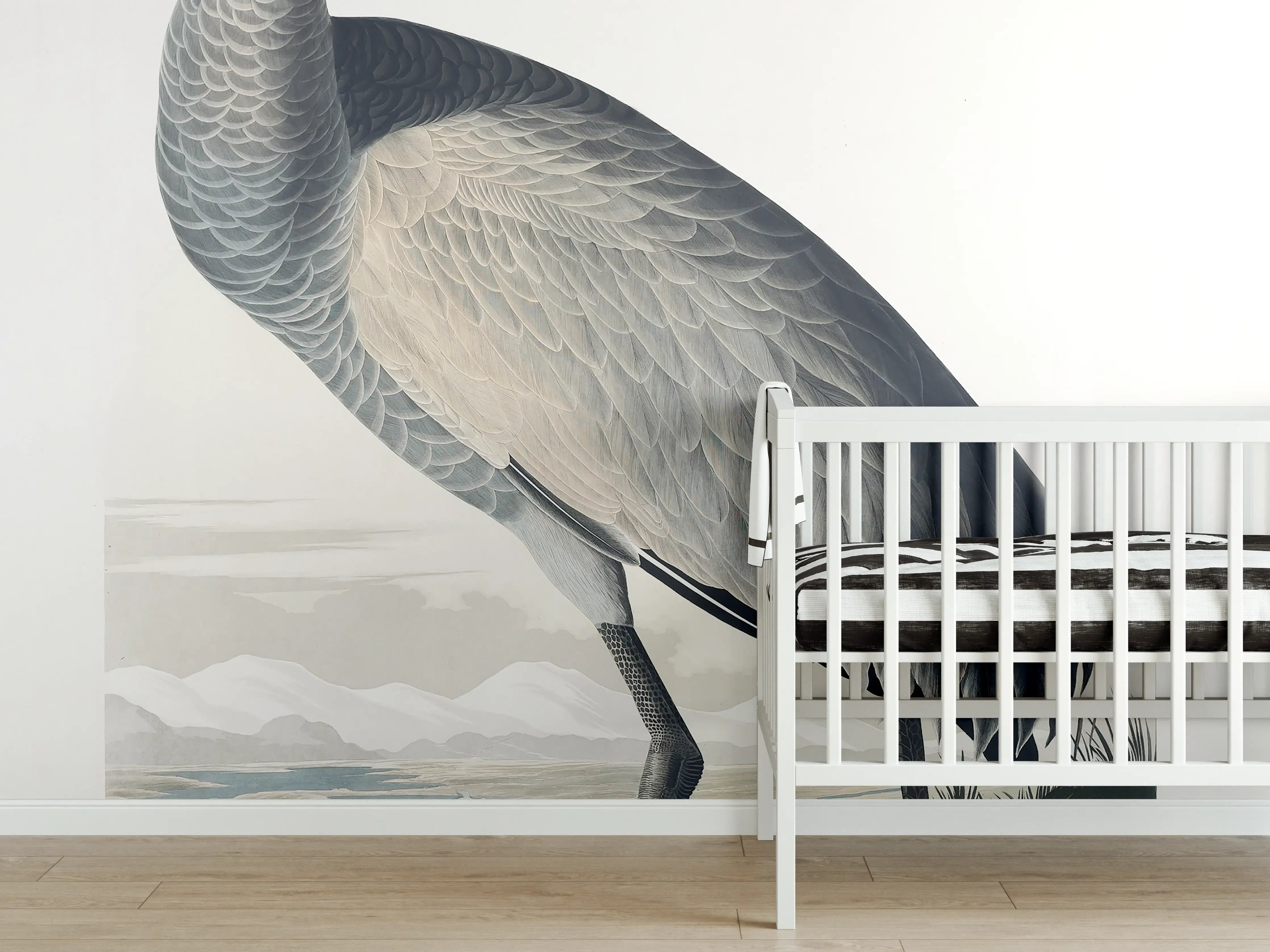 Babyzimmer Wandgestaltung - Kranisch Portrait - Robert Havell