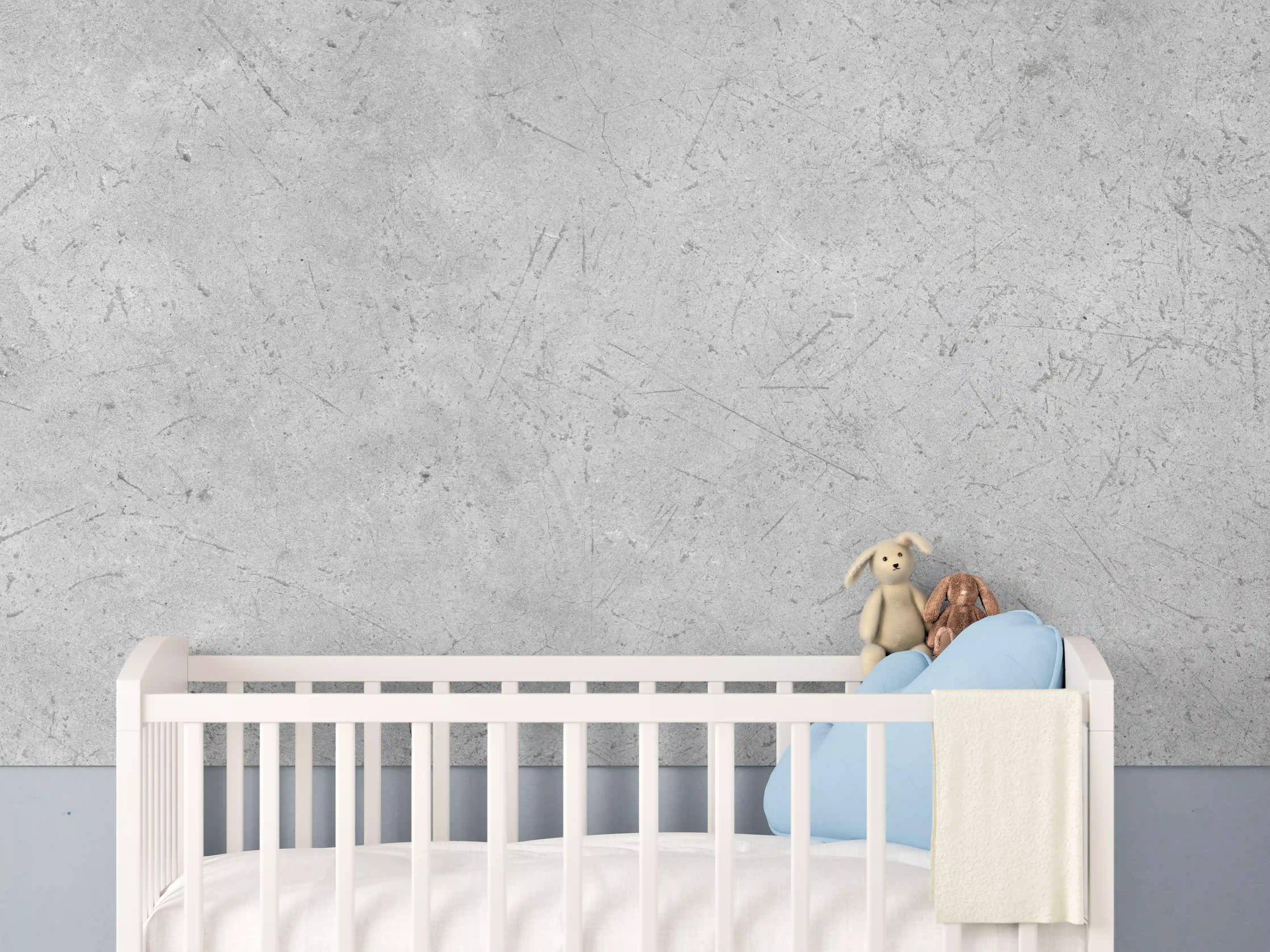 Babyzimmer Wandgestaltung - Kratzige graue Betonwand