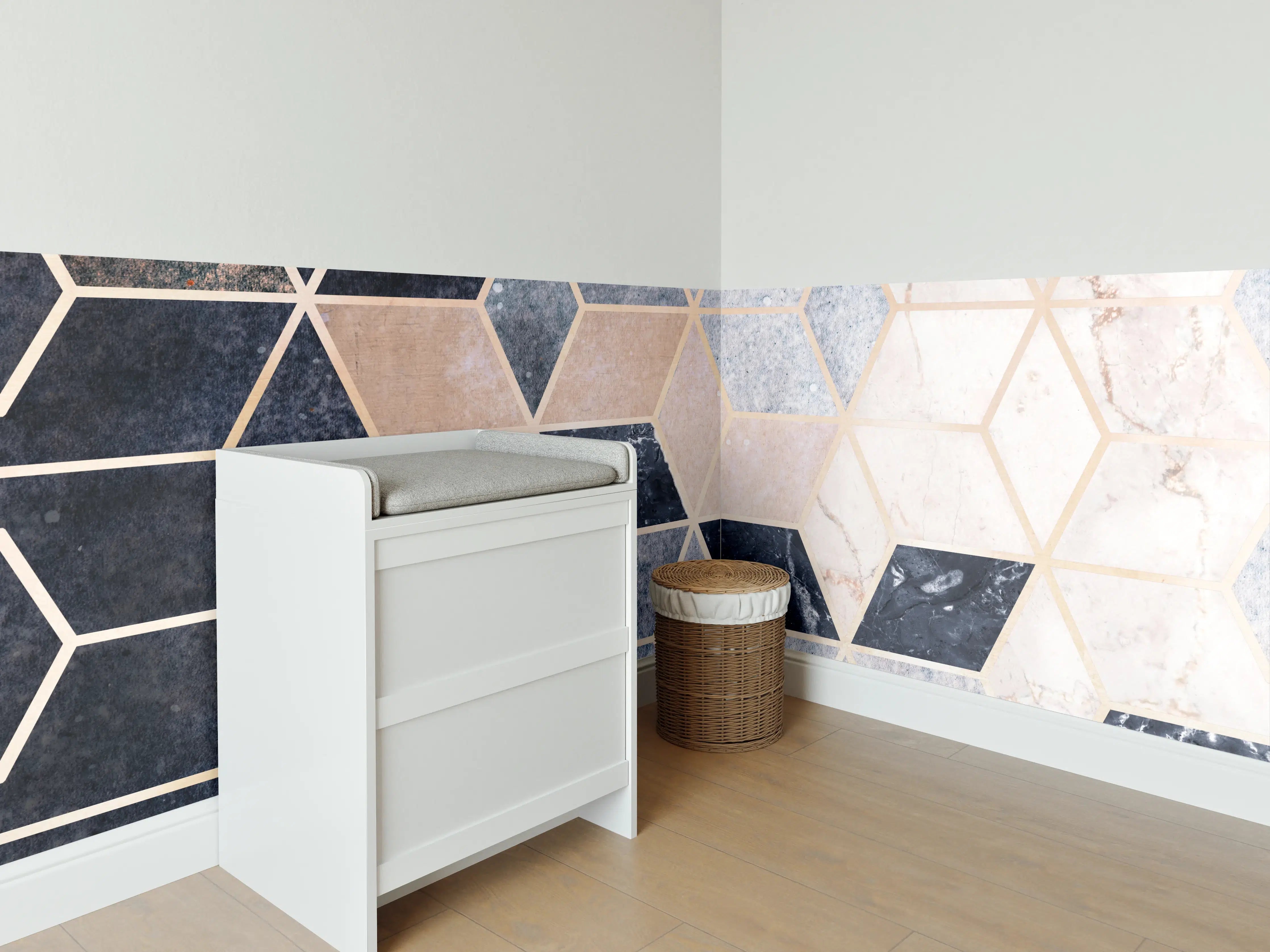 Babyzimmer Wandgestaltung - Kubisches marmorartiges Muster